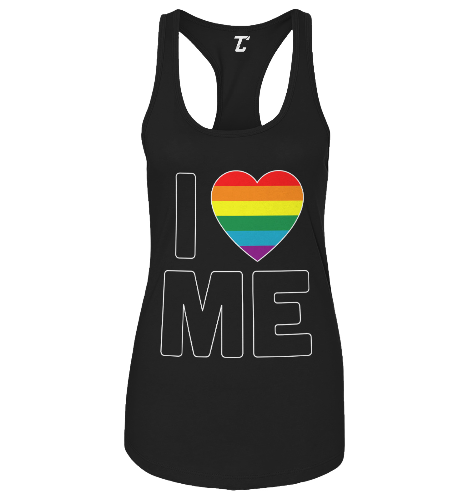 I Love Me – Rainbow Heart Gay Pride LGBTQ True Colors Women’s Tank