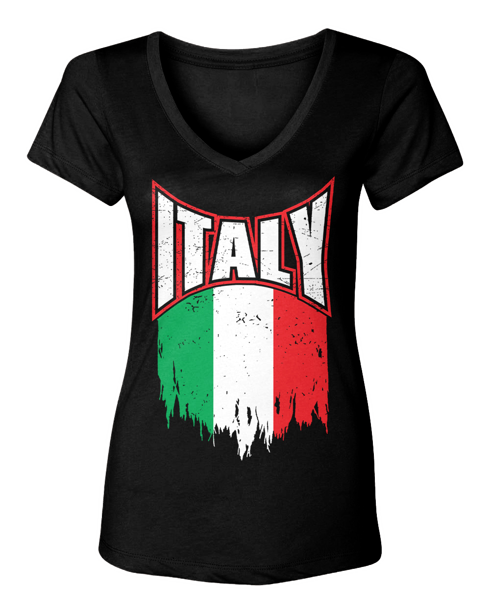 Torn Italy Flag – Forza Italia Italian Country Pride Women’s V-Neck T-Shirt