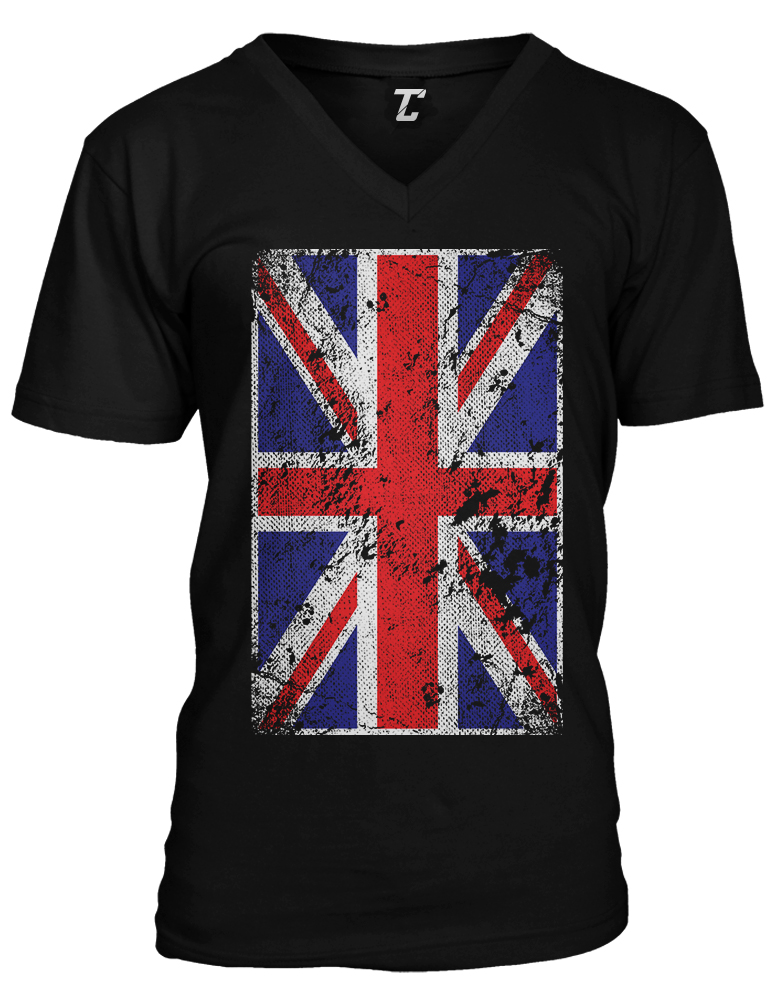 Distressed Great Britain Flag – Union Jack UK Pride Unisex V-Neck T-shirt