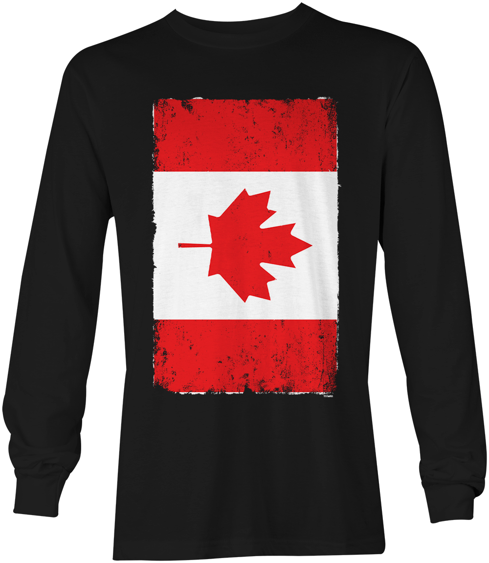 Distresed Canada Flag – Canadian Maple Leaf Eh? Pride Unisex Long Sleeve Shirt