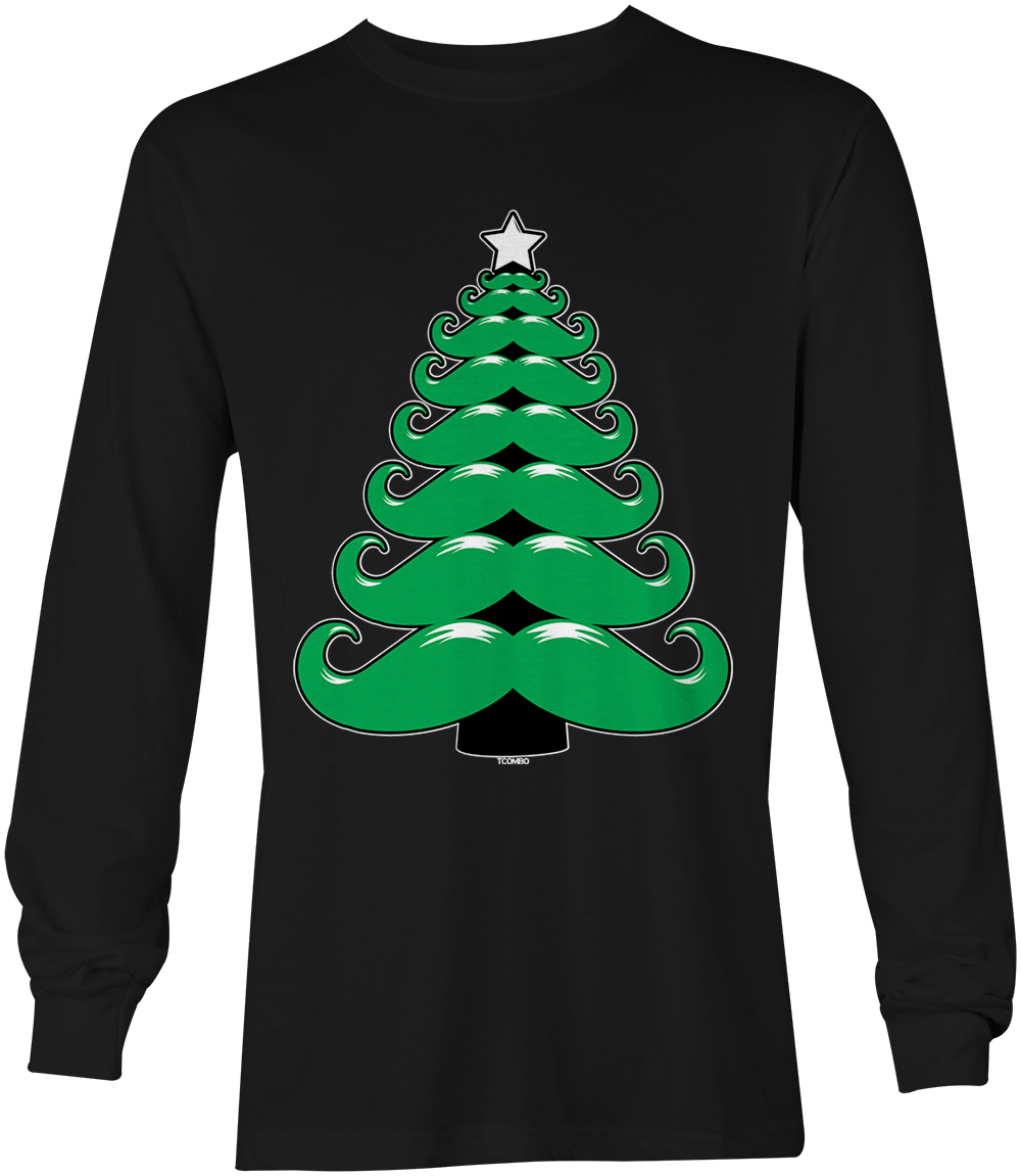 Mustache Christmas Tree – XMAS Santa Claus Funny Unisex Long Sleeve Shirt