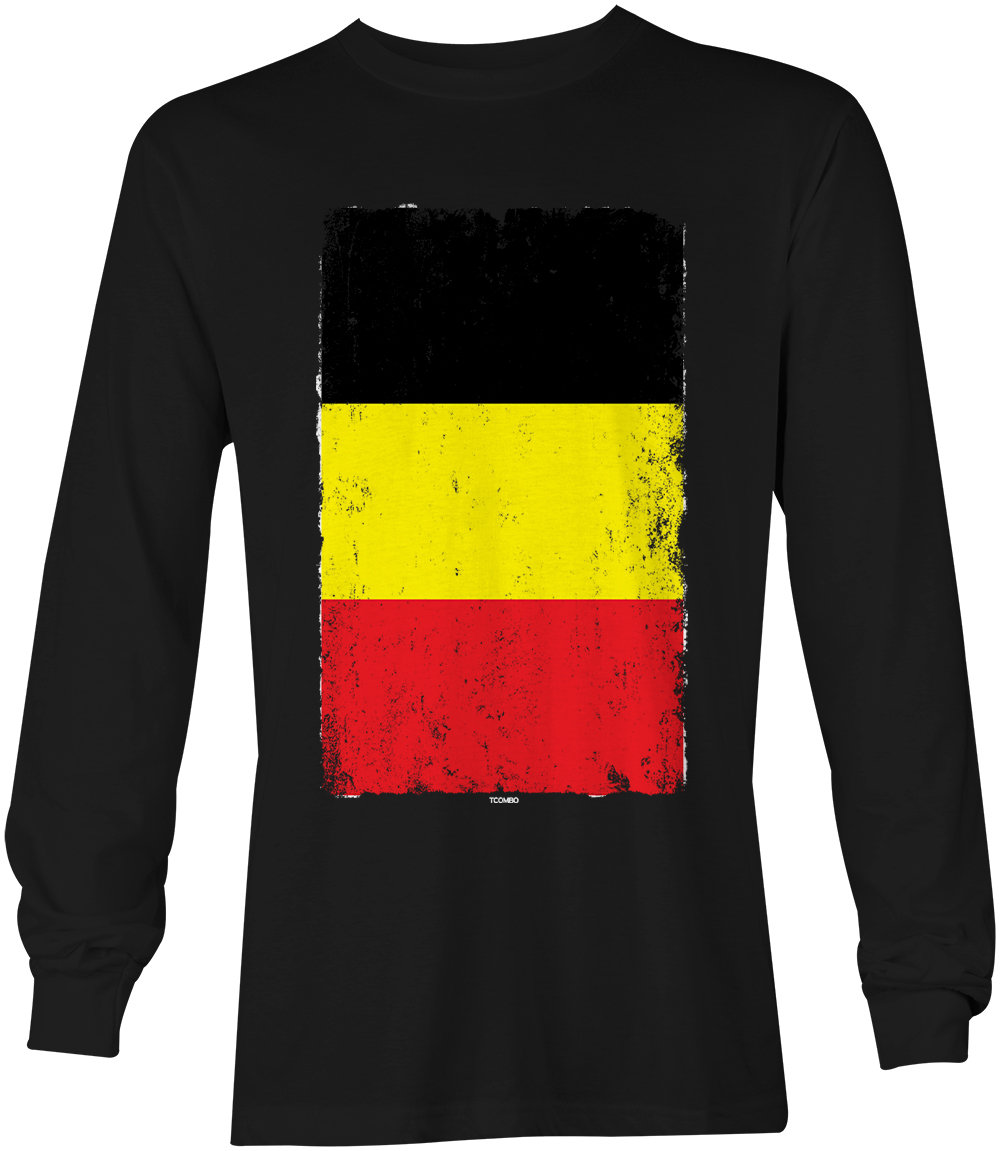 Distressed Belgium Flag – Beligan Heritage Proud Pride Unisex Long Sleeve Shirt