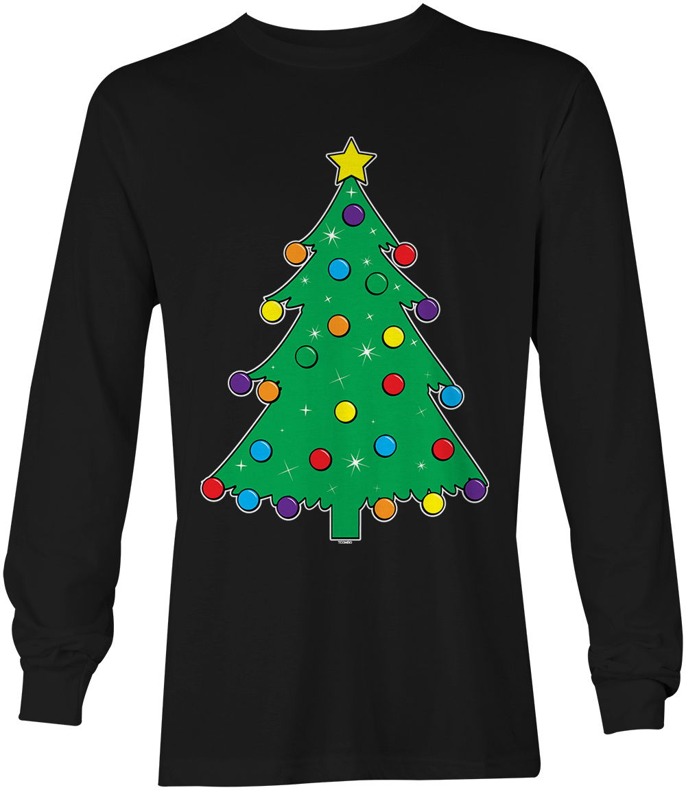 Christmas Tree Decorated – Ornaments XMAS Santa Claus Unisex Long Sleeve Shirt