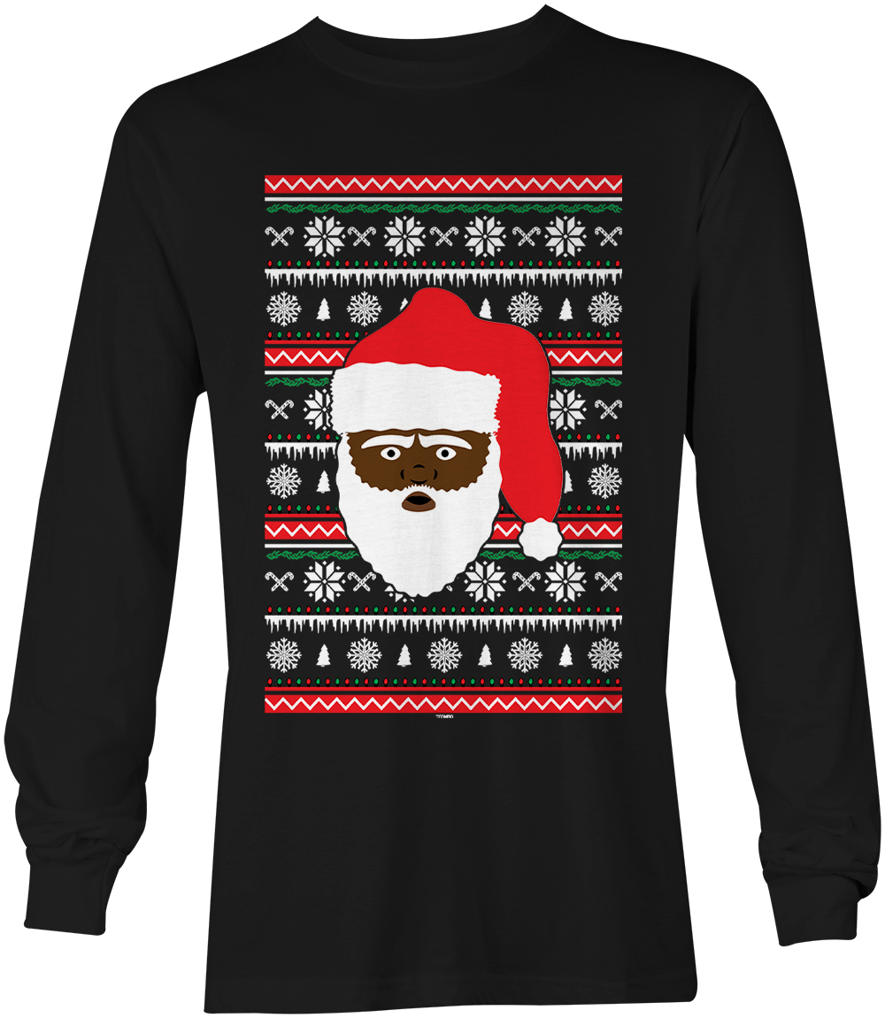 Black Santa Claus – Christmas Party XMAS Ugly Sweater Unisex Long Sleeve Shirt