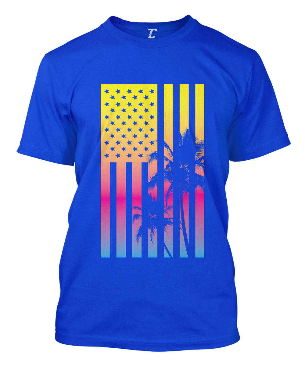 American Flag Palm Tree - Tropical Sunset Vacation Sea Men's