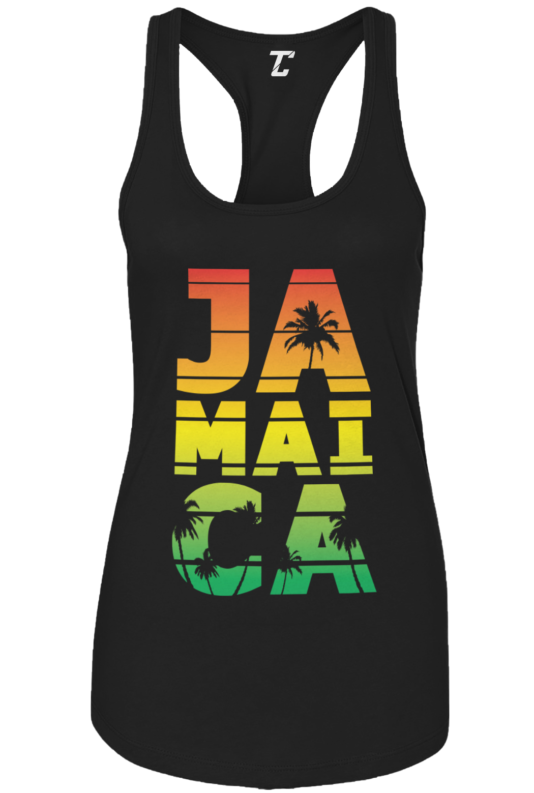 Jamaica - Neon Palm Tree Rasta Summer Beach Vacation Women's Tank