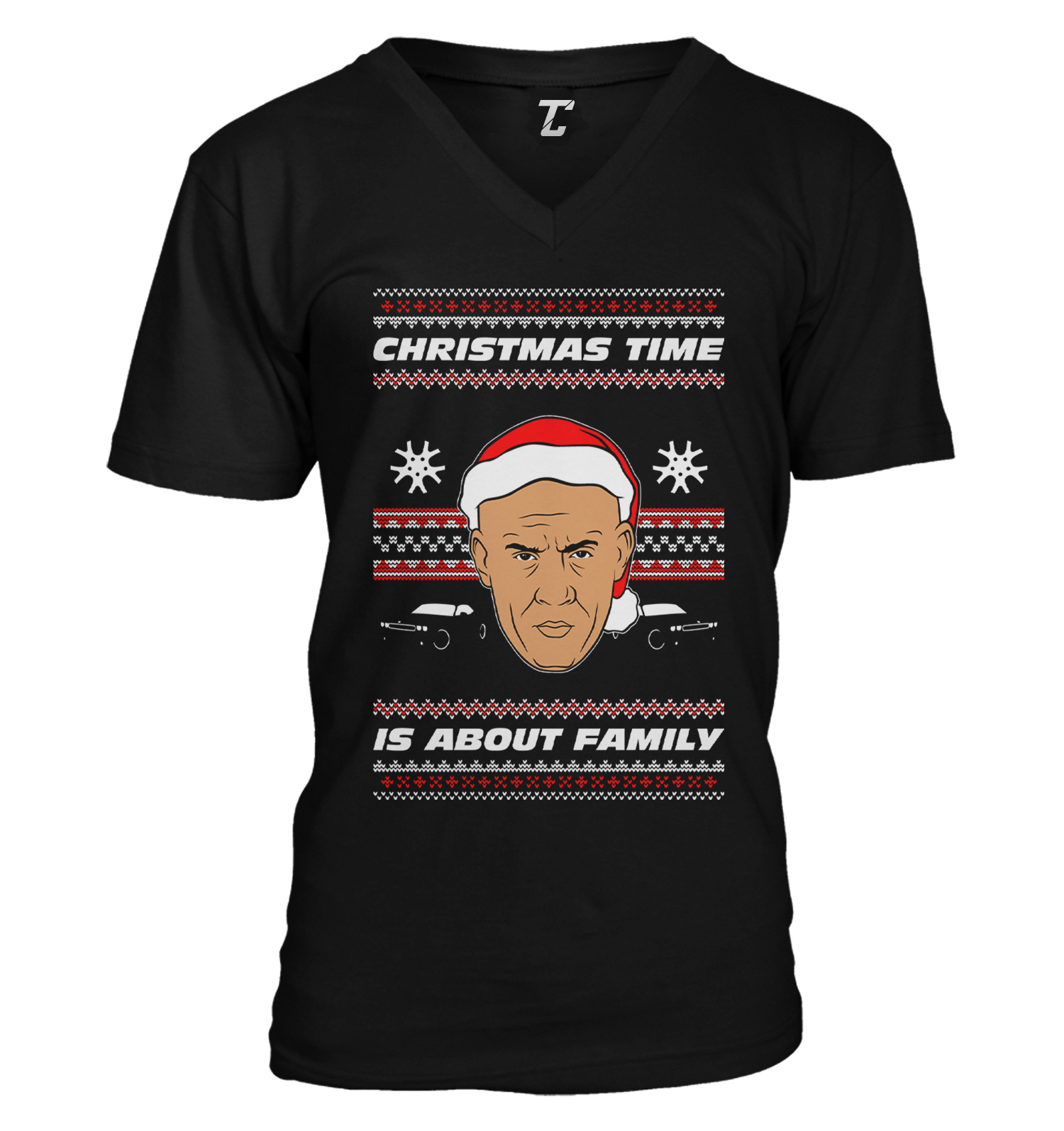 Christmas Time Is About Family – Furious Dom Toretto Unisex V-Neck T-shirt