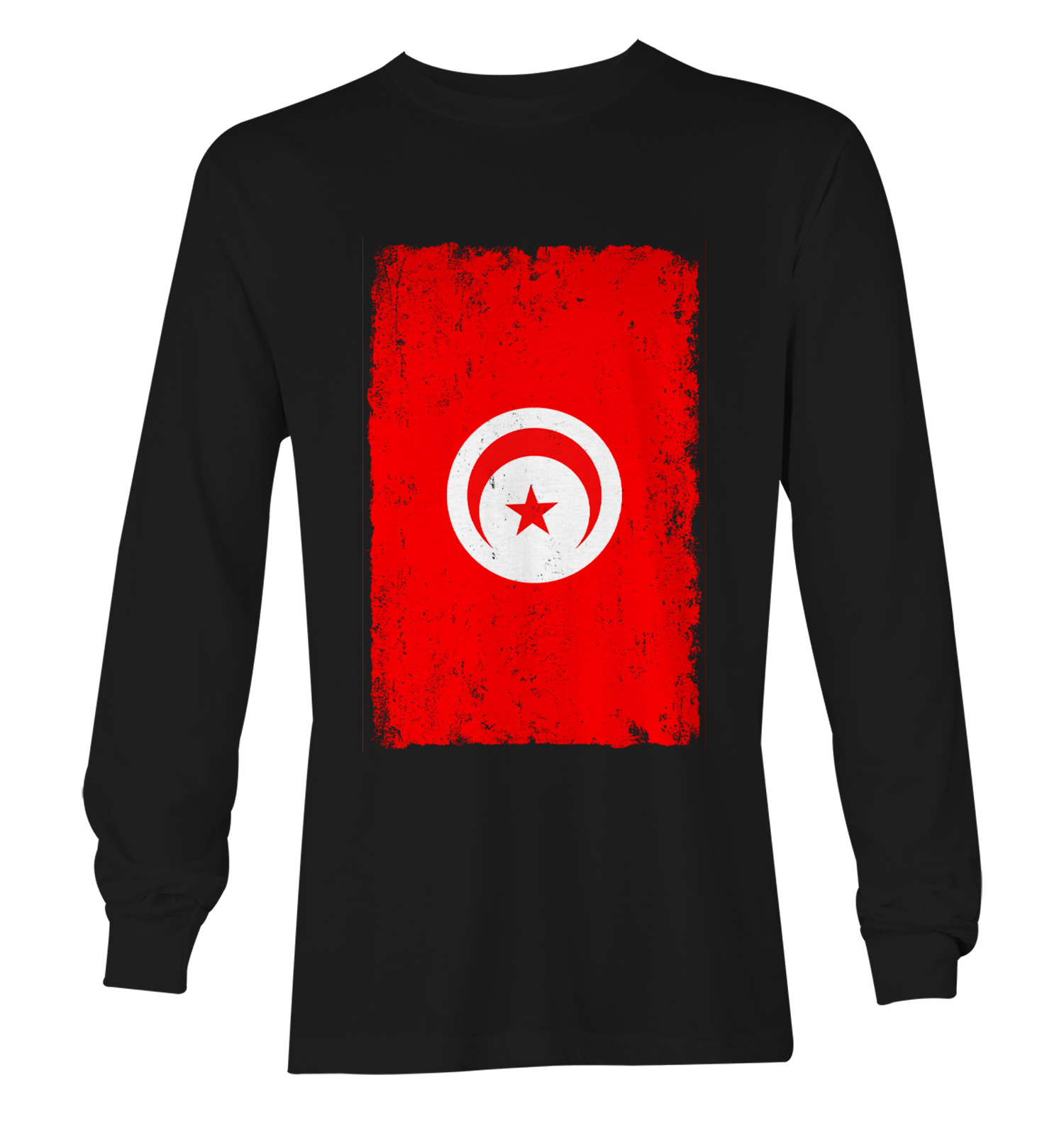 Distressed Tunisia Flag – Futbol Tunisian Country Pride Unisex Long Sleeve Shirt