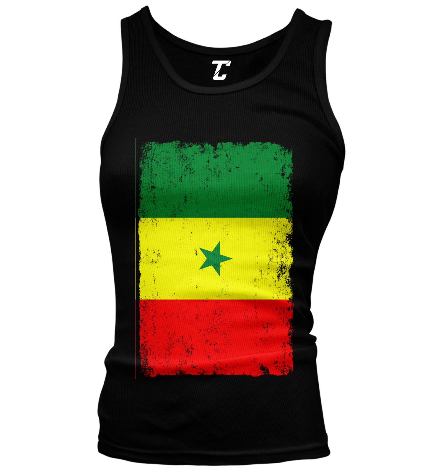 Distressed Senegal Flag - Futbol Soccer Country Pride Juniors Tank Top - Picture 2 of 3