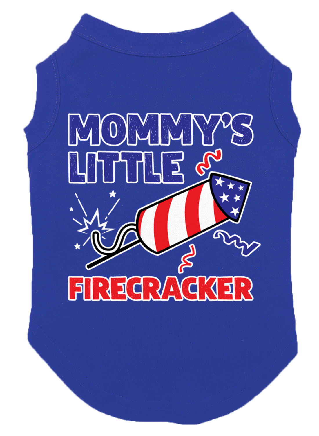 Hunde-Shirt 'Mommy's Little Firecracker' – Für Den 4th Of July, Rot, Größe 3XL Für Große Hunde