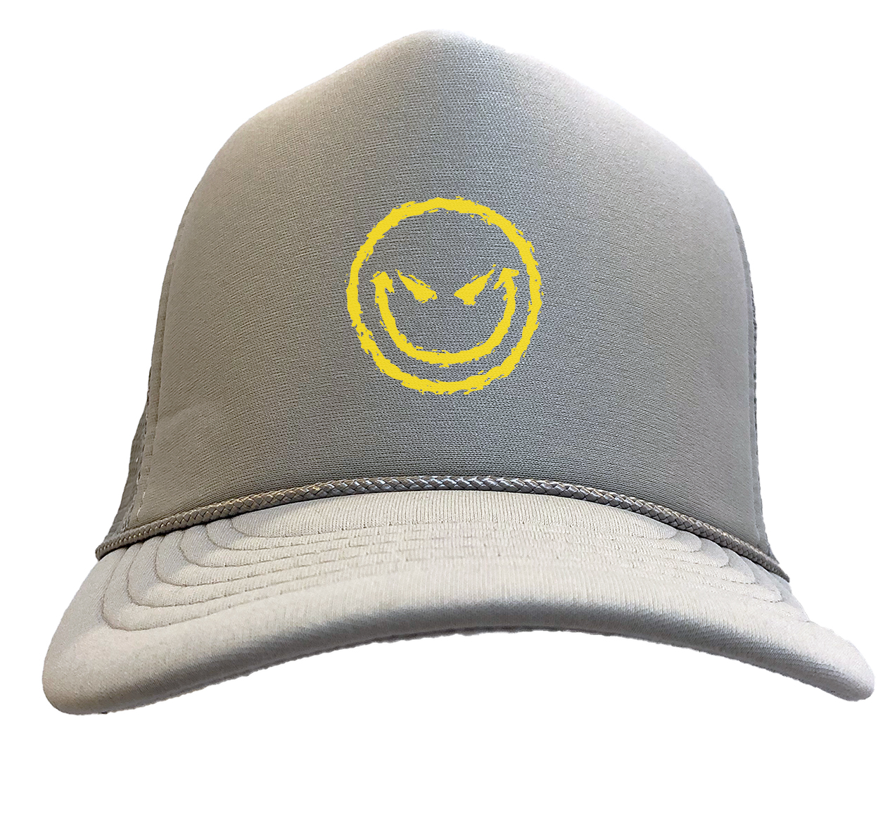 Evil Smiling Face - Badass Emoticon Crazy Solid Trucker Hat - Picture 12 of 20