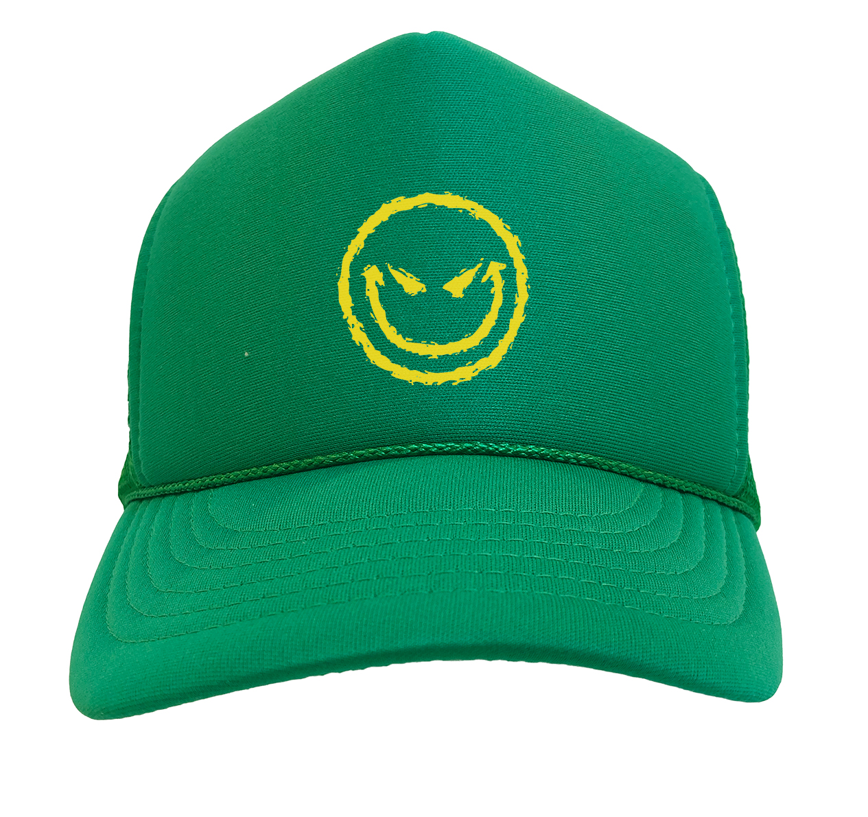 Evil Smiling Face - Badass Emoticon Crazy Solid Trucker Hat - Picture 13 of 20