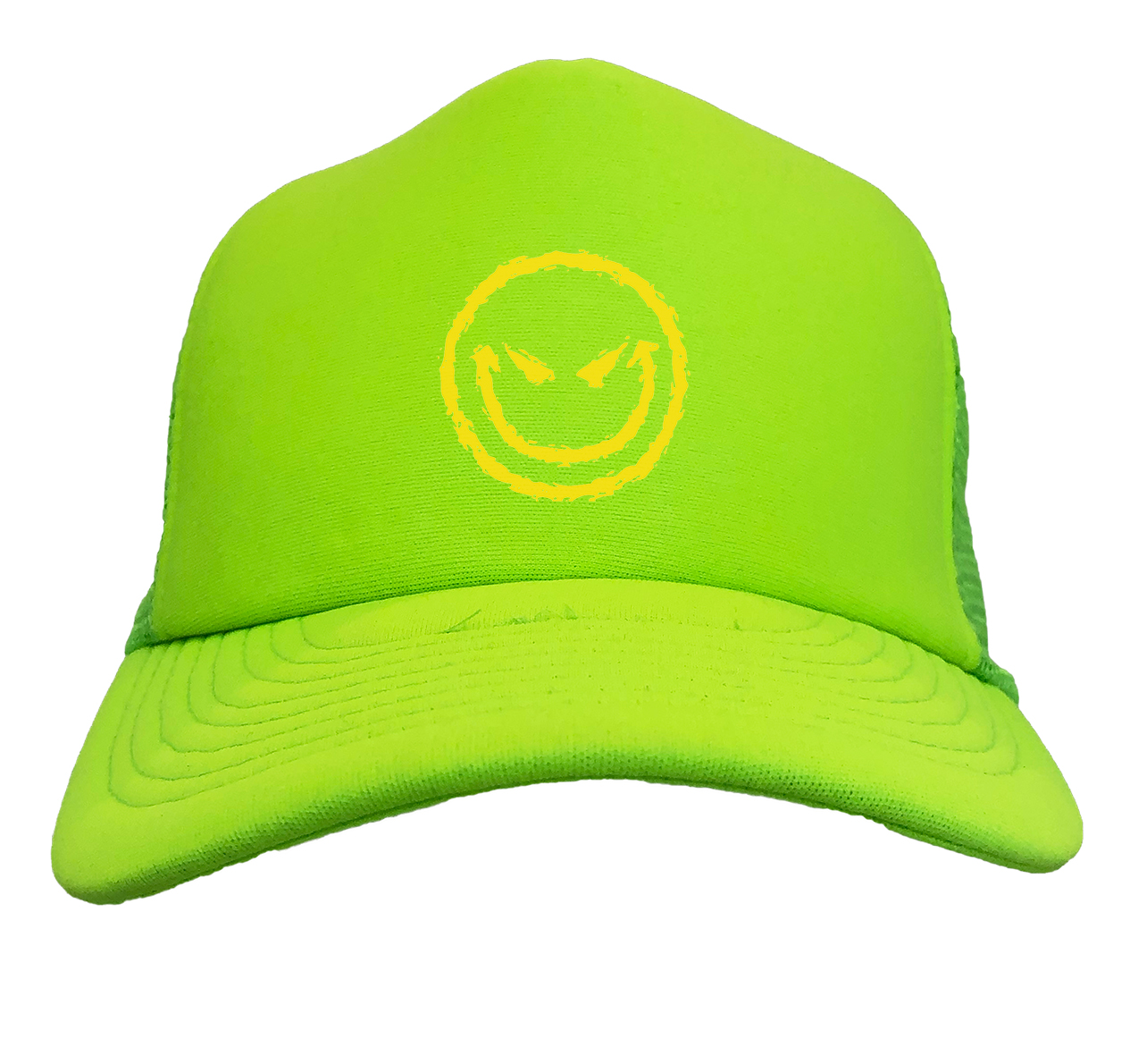 Evil Smiling Face - Badass Emoticon Crazy Solid Trucker Hat - Picture 18 of 20
