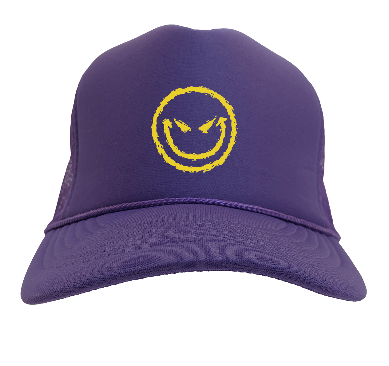 Evil Smiling Face - Badass Emoticon Crazy Solid Trucker Hat - Picture 15 of 20