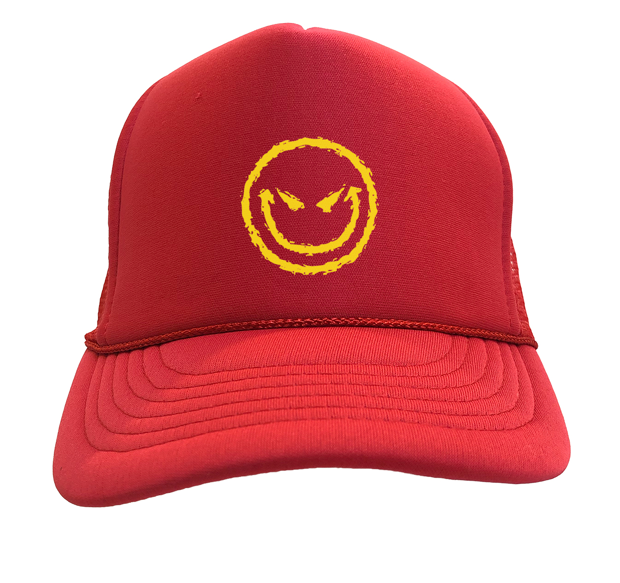 Evil Smiling Face - Badass Emoticon Crazy Solid Trucker Hat - Picture 17 of 20