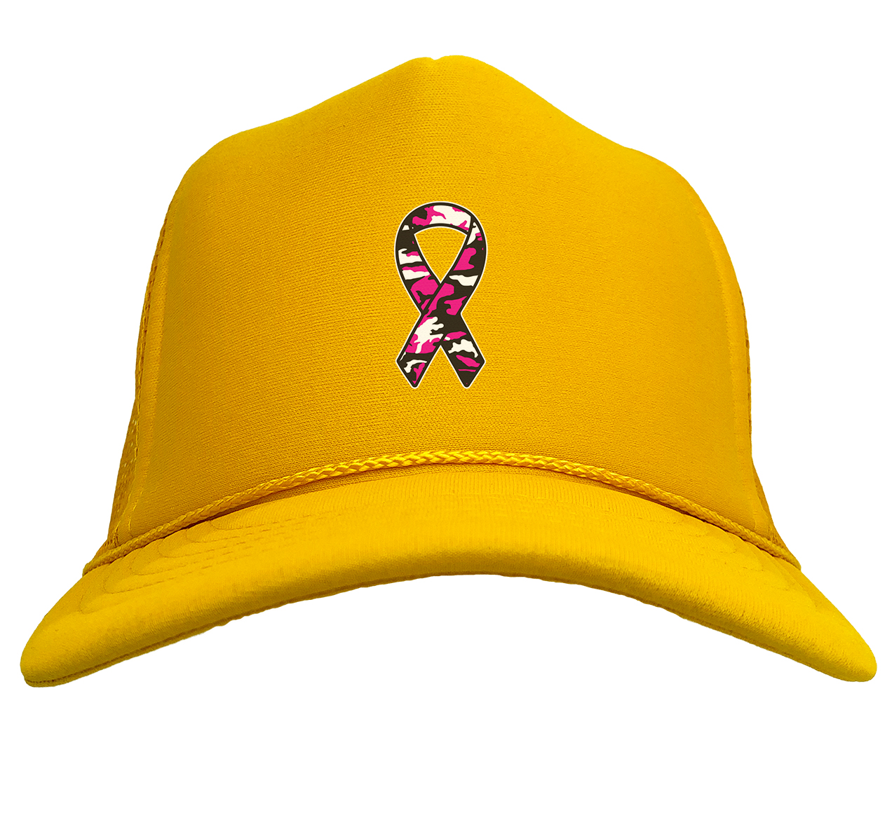 Pink Camo Ribbon - Breast Cancer Awareness October Solid Trucker Hat