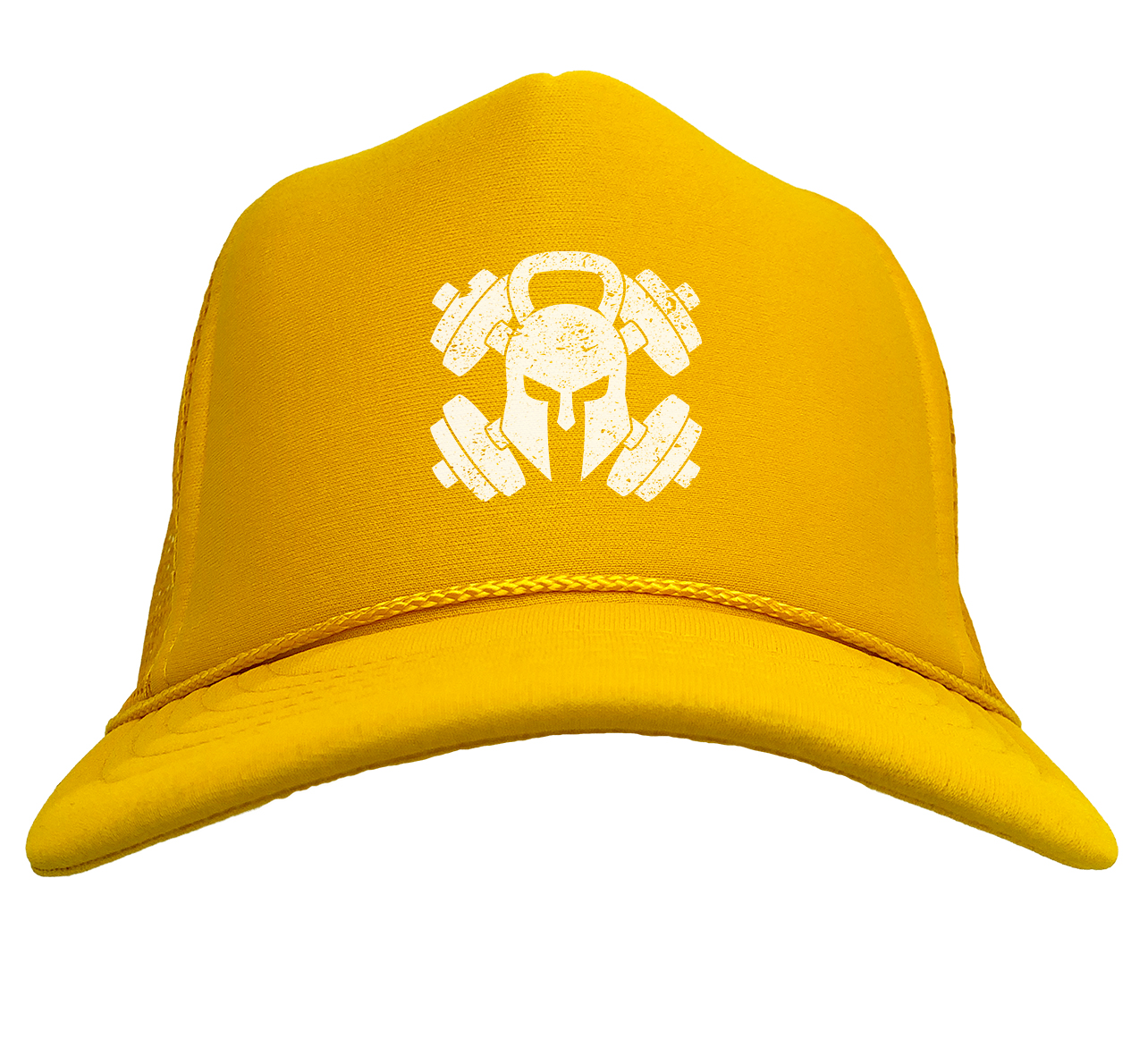 Spartan Helmet - Crossed Dumbbells Workout Gym Rat Solid Trucker Hat