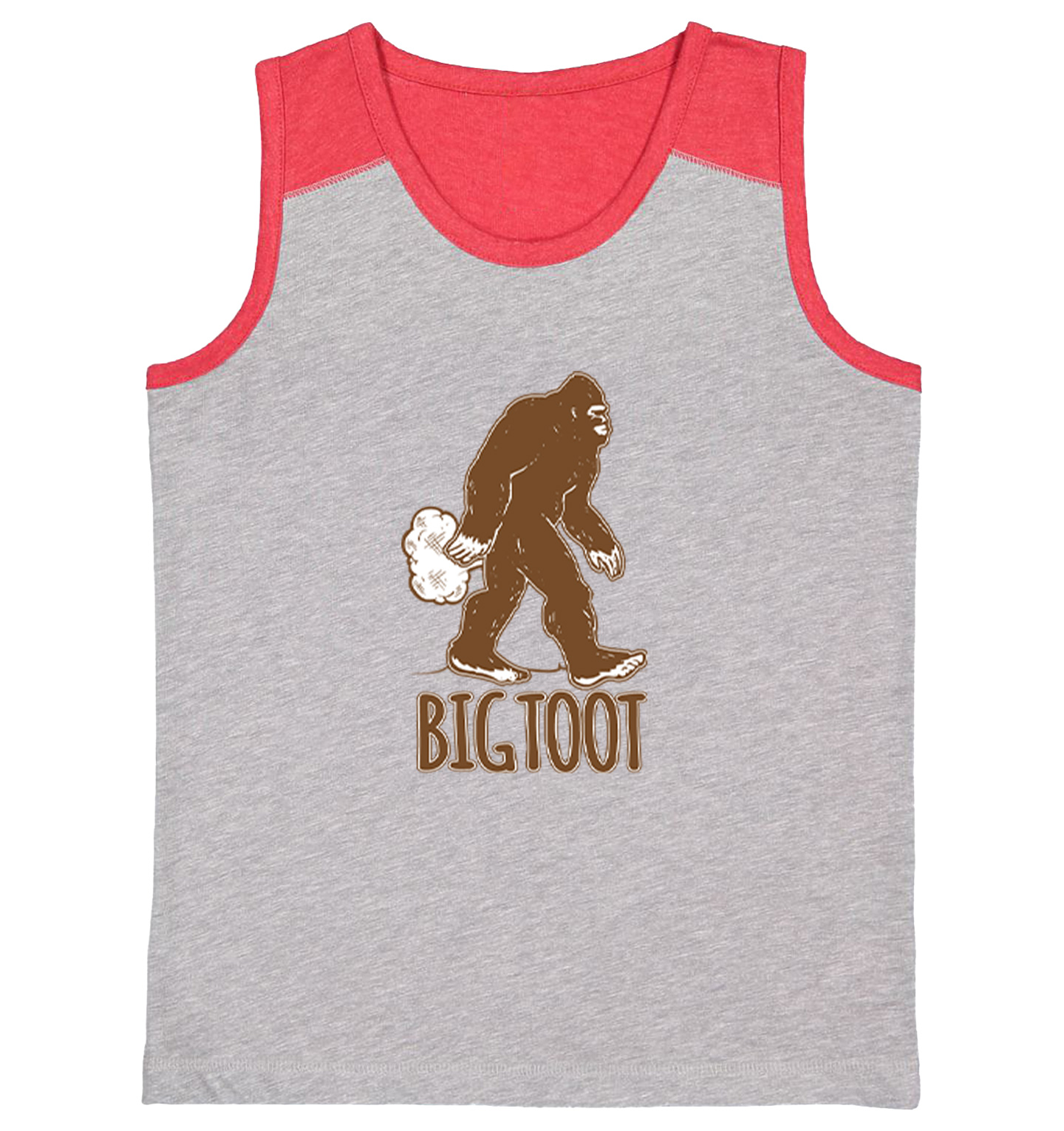 Big Toot - Big Foot Sasquatch Fart Funny Youth Contrast Tank Top - Picture 7 of 7