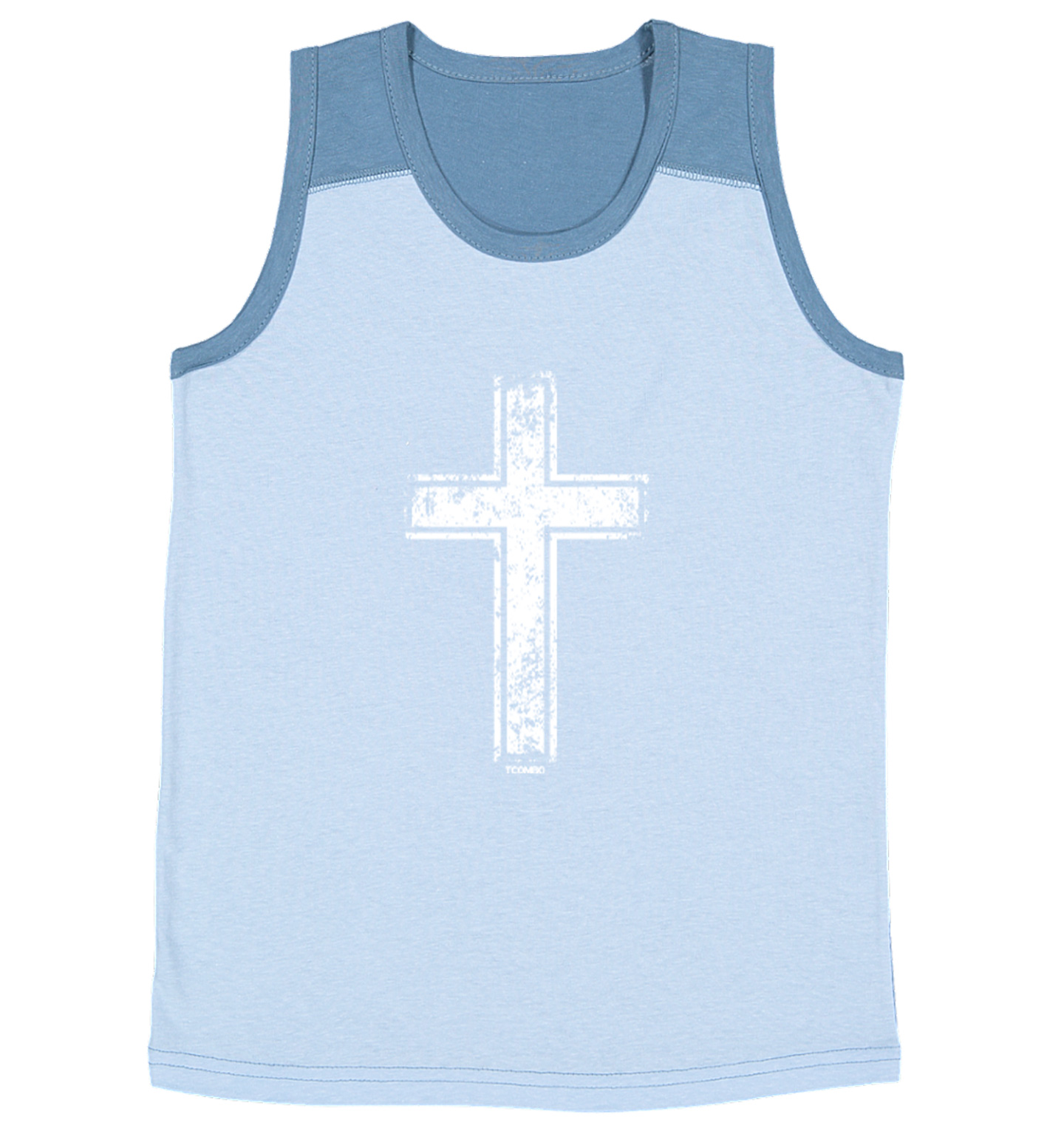 Distressed Cross - Jesus Catholic Christian Church Youth Contrast Tank Top - Picture 4 of 7