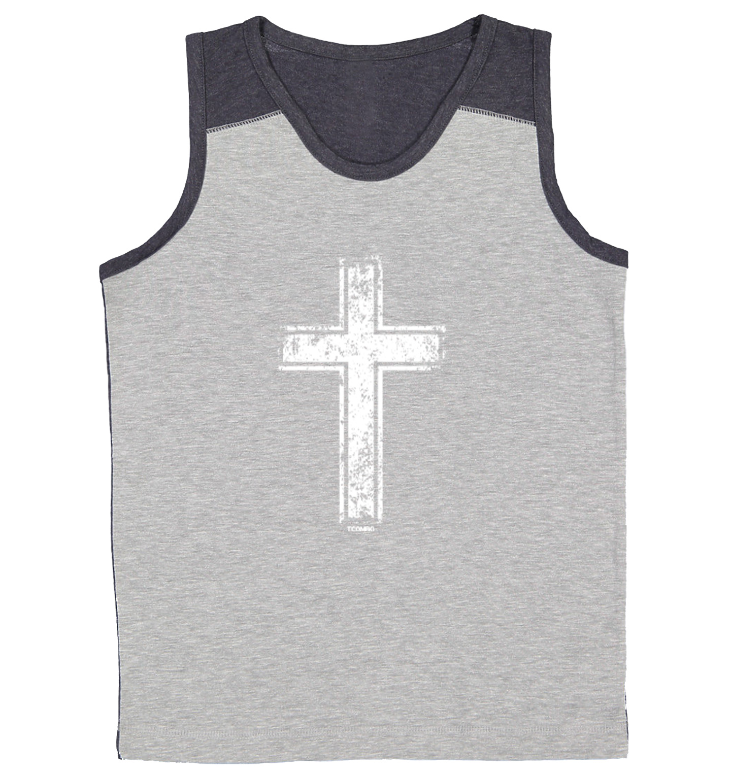 Distressed Cross - Jesus Catholic Christian Church Youth Contrast Tank Top - Picture 6 of 7