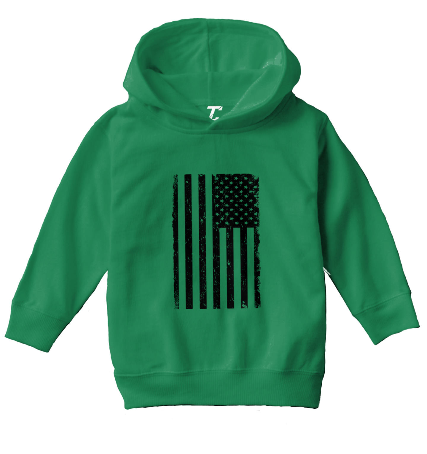 Distressed Black American Flag - United States USA Toddler/Youth Hoodie - Picture 4 of 10
