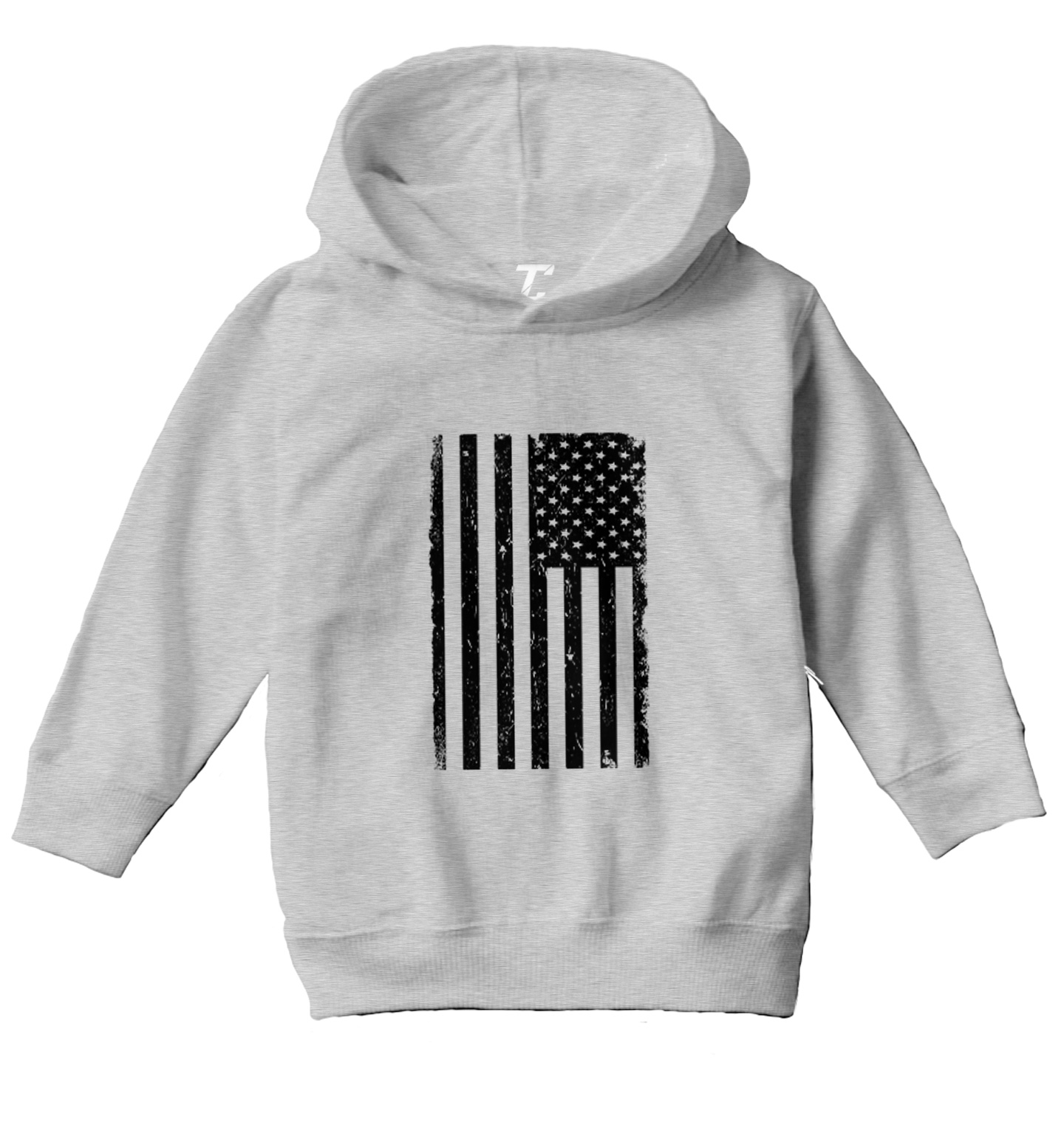 Distressed Black American Flag - United States USA Toddler/Youth Hoodie - Picture 5 of 10