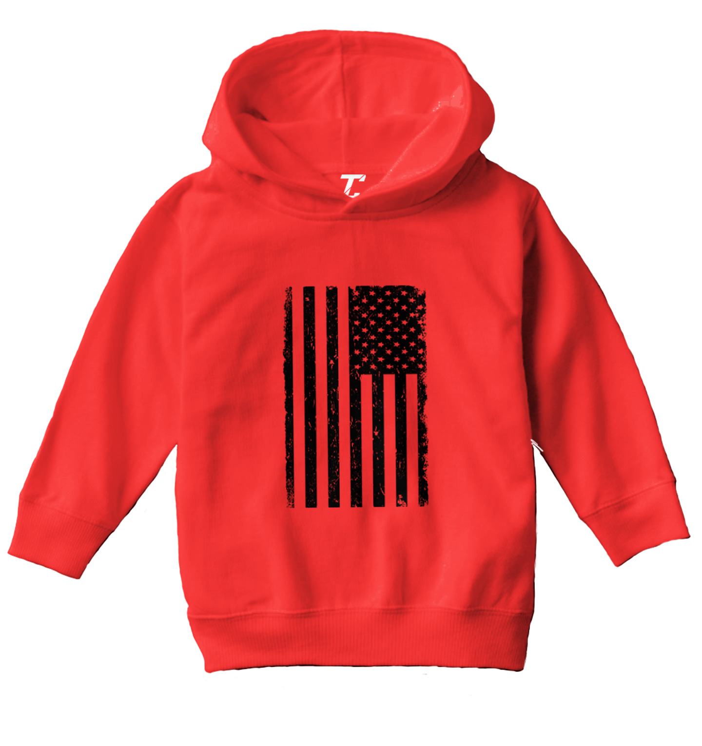 Distressed Black American Flag - United States USA Toddler/Youth Hoodie - Picture 8 of 10