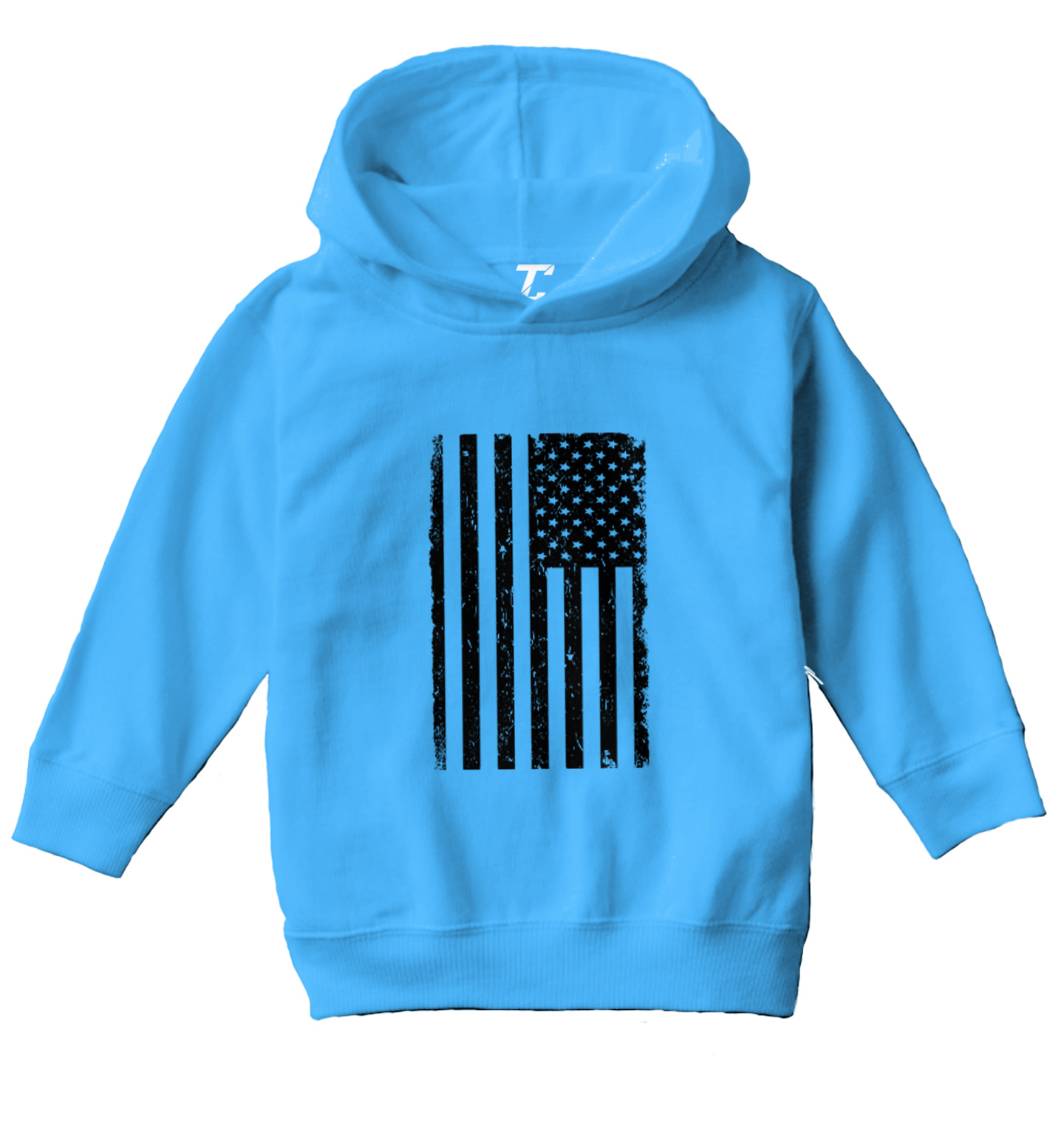 Distressed Black American Flag - United States USA Toddler/Youth Hoodie - Picture 10 of 10