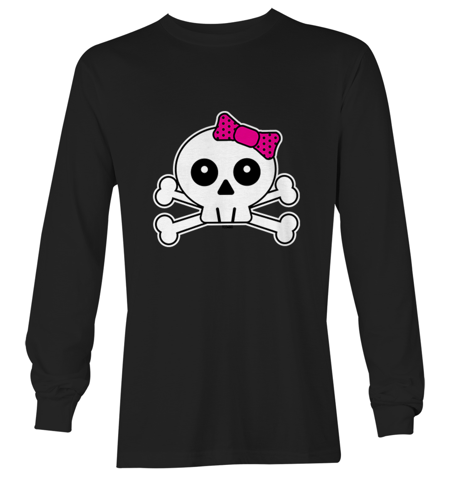 Skull With Pink Bow - Crossbones Cute Rocker Youth T-Shirt