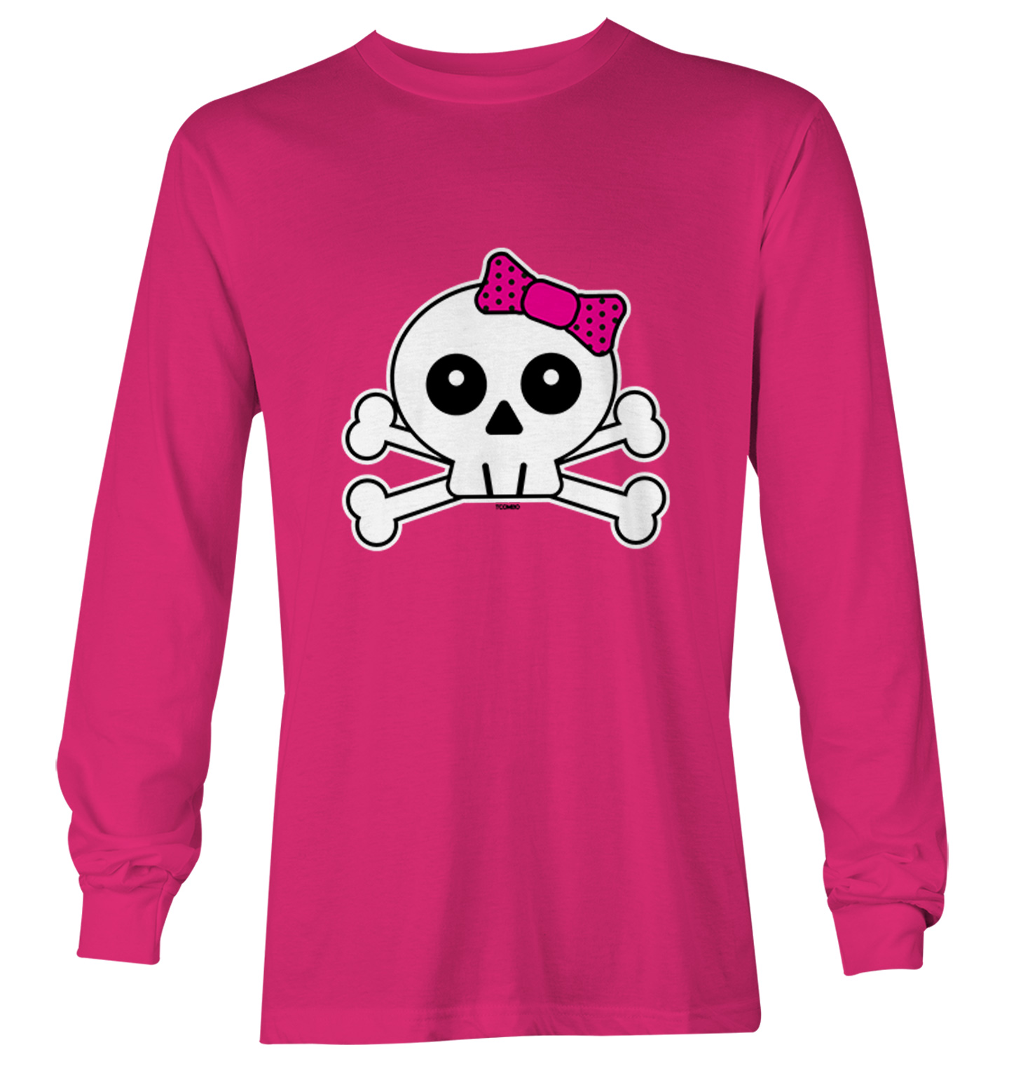 Skull With Pink Bow - Crossbones Cute Rocker Youth T-Shirt