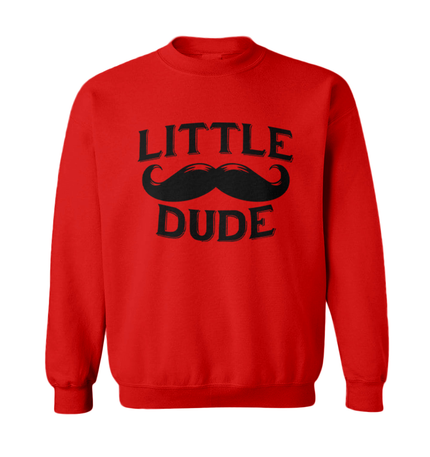 Little Dude - Mustache Funny Humor Just Like Dad Toddler Crewneck Sweater - Picture 4 of 5