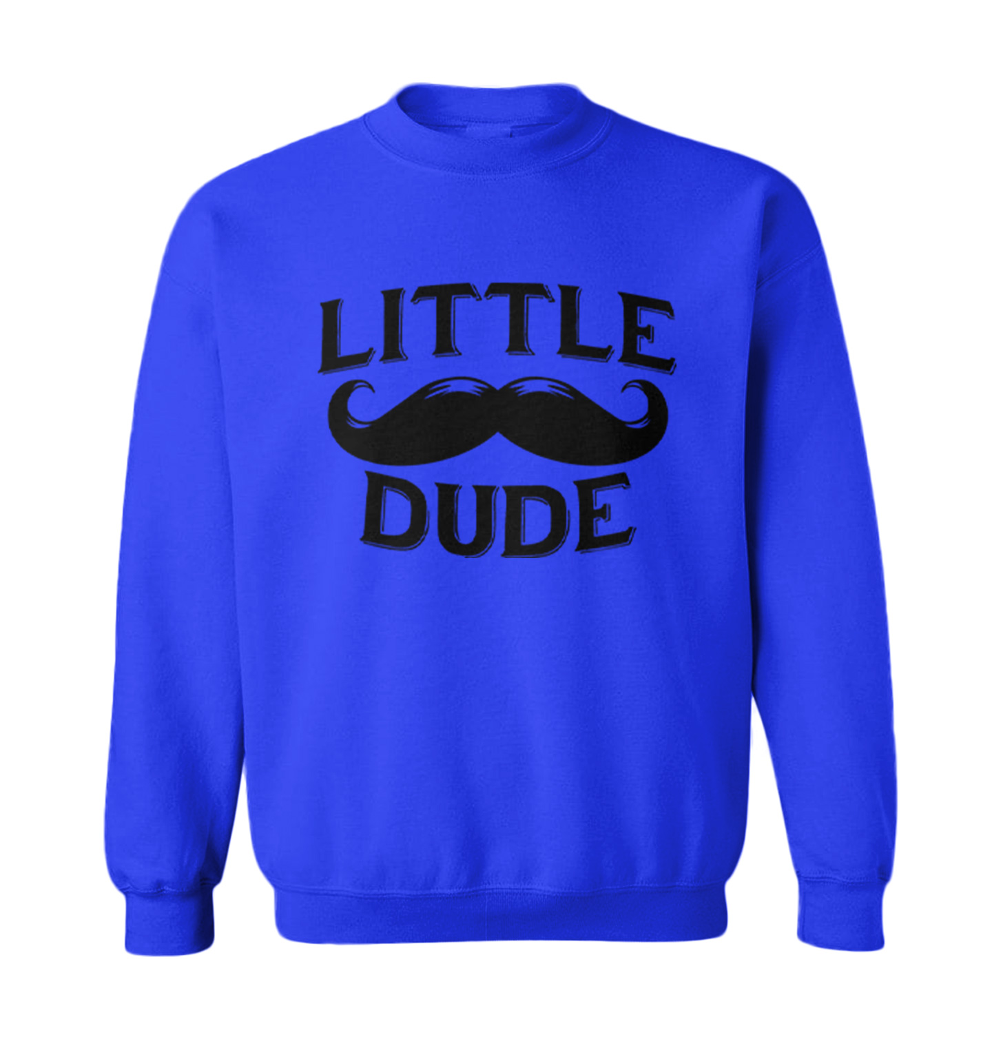 Little Dude - Mustache Funny Humor Just Like Dad Toddler Crewneck Sweater - Picture 5 of 5