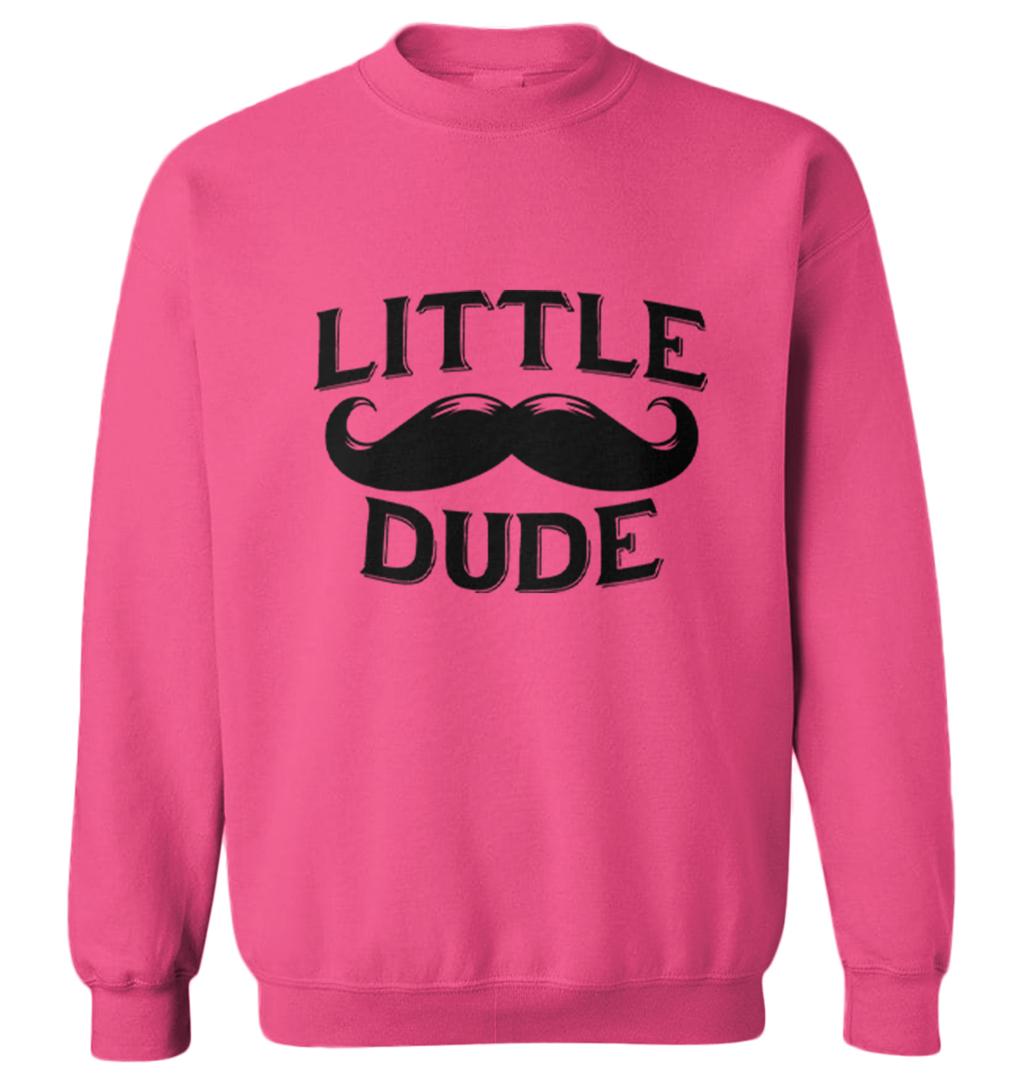 Little Dude - Mustache Funny Humor Just Like Dad Toddler Crewneck Sweater - Picture 3 of 5