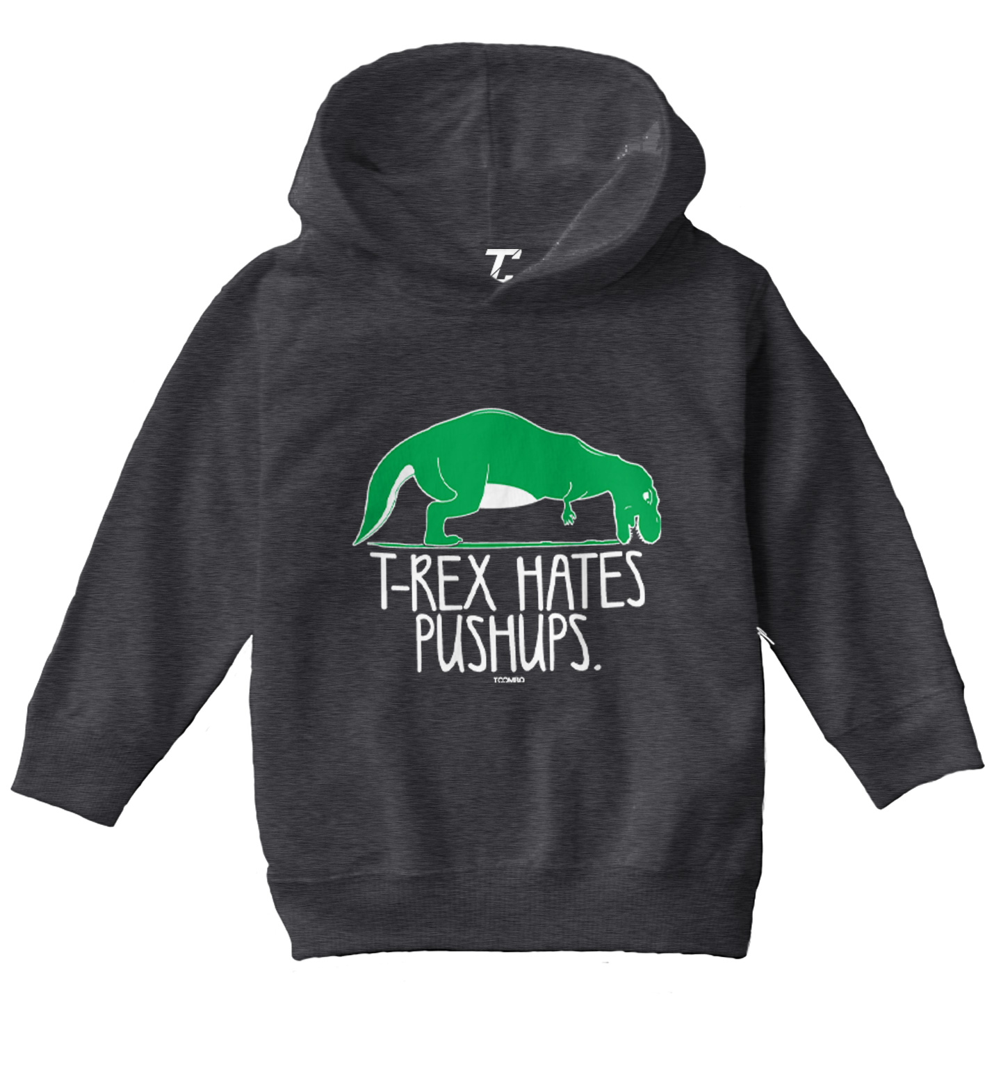 T-Rex Hates Push Ups - Funny Humorous Dinosaur Toddler/Youth Hoodie - Picture 3 of 12