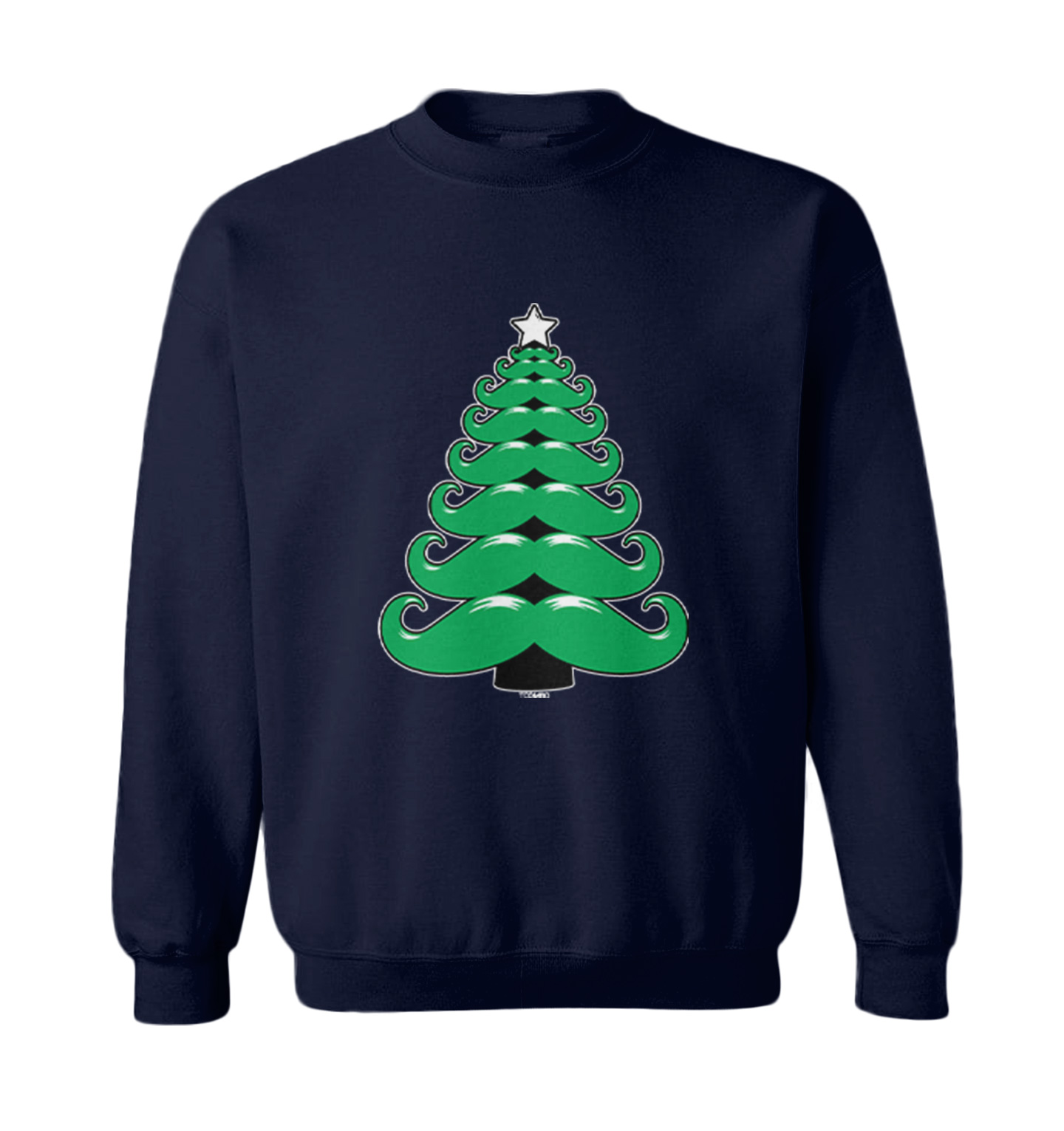 Mustache Christmas Tree - Xmas Funny Santa Claus Toddler Crewneck Sweater - Picture 5 of 8