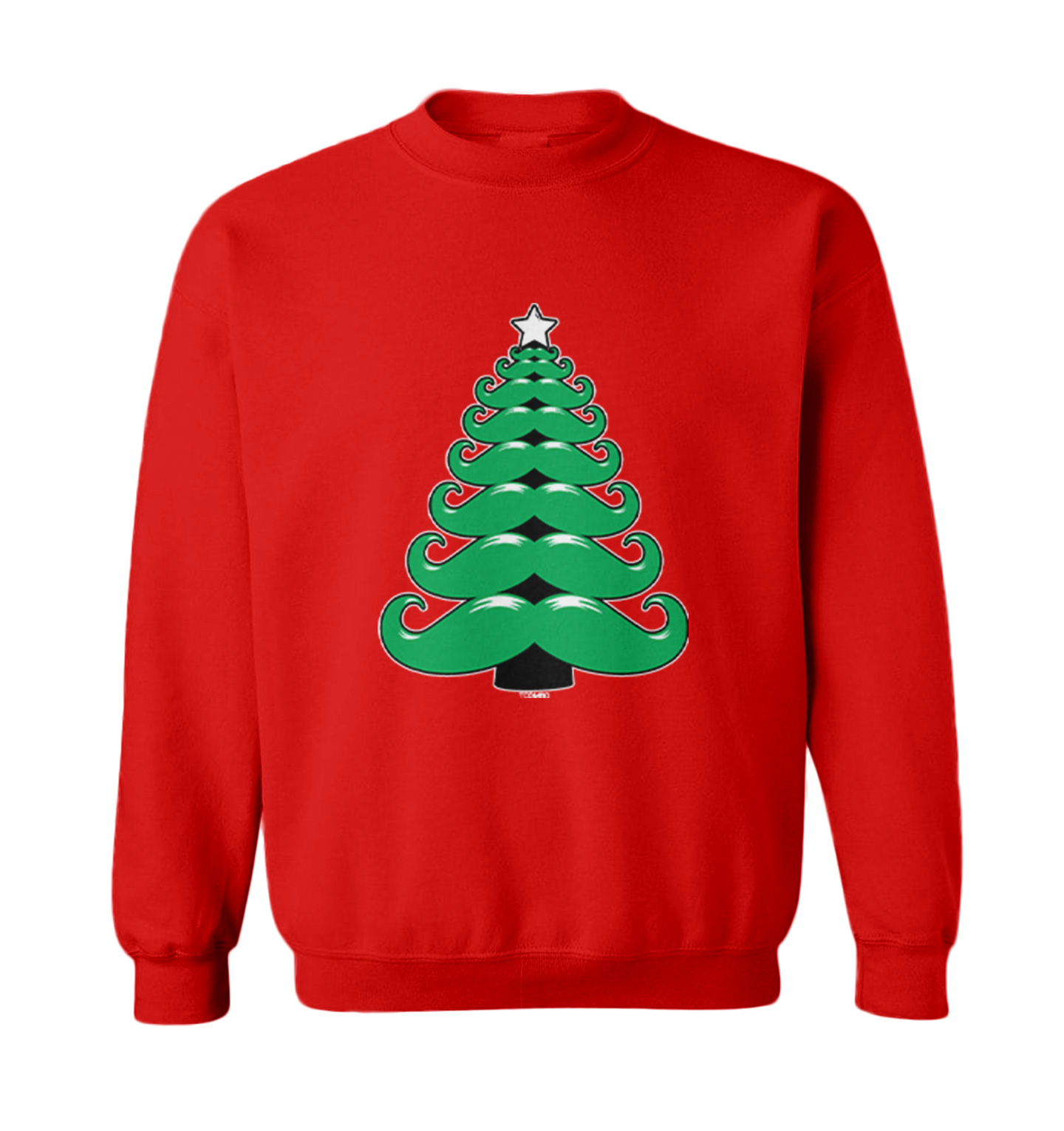 Mustache Christmas Tree - Xmas Funny Santa Claus Toddler Crewneck Sweater - Picture 7 of 8