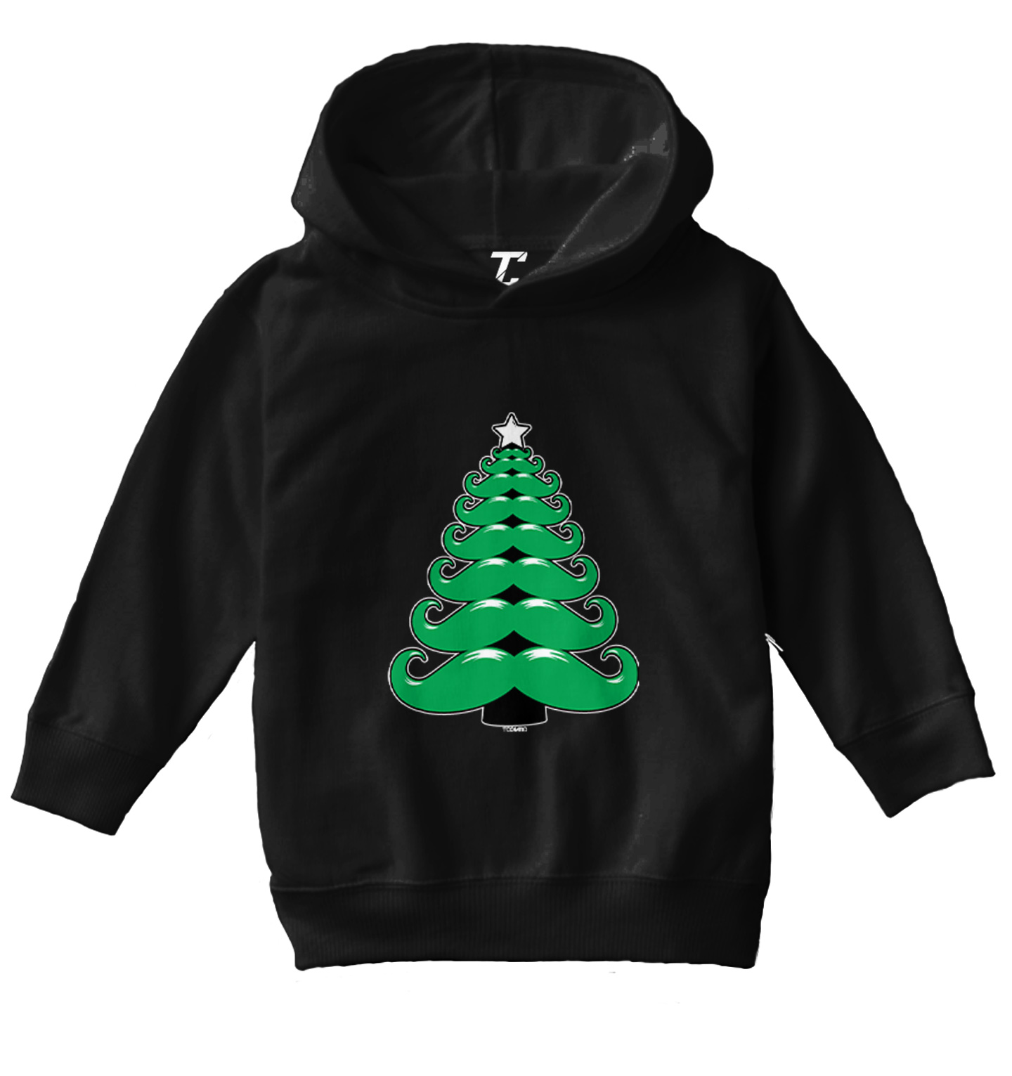 Mustache Christmas Tree - Xmas Funny Santa Claus Toddler/Youth Hoodie - Picture 2 of 12