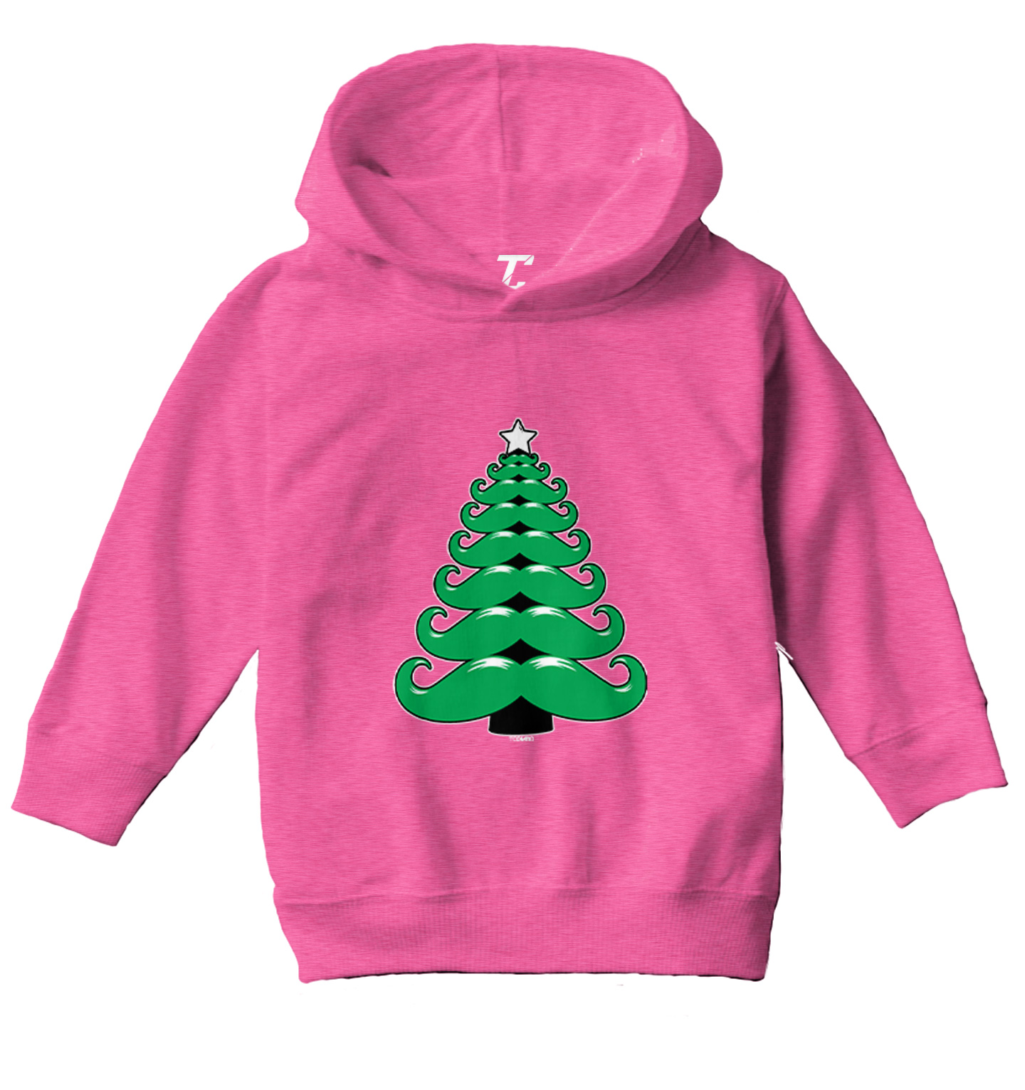 Mustache Christmas Tree - Xmas Funny Santa Claus Toddler/Youth Hoodie - Picture 4 of 12