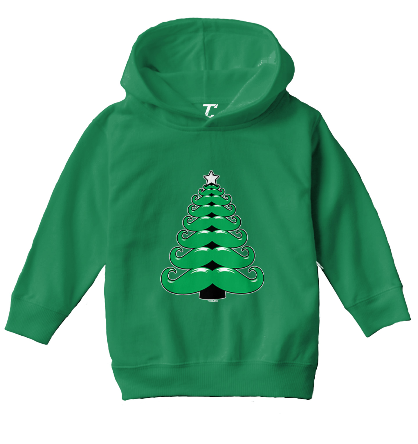 Mustache Christmas Tree - Xmas Funny Santa Claus Toddler/Youth Hoodie - Picture 5 of 12