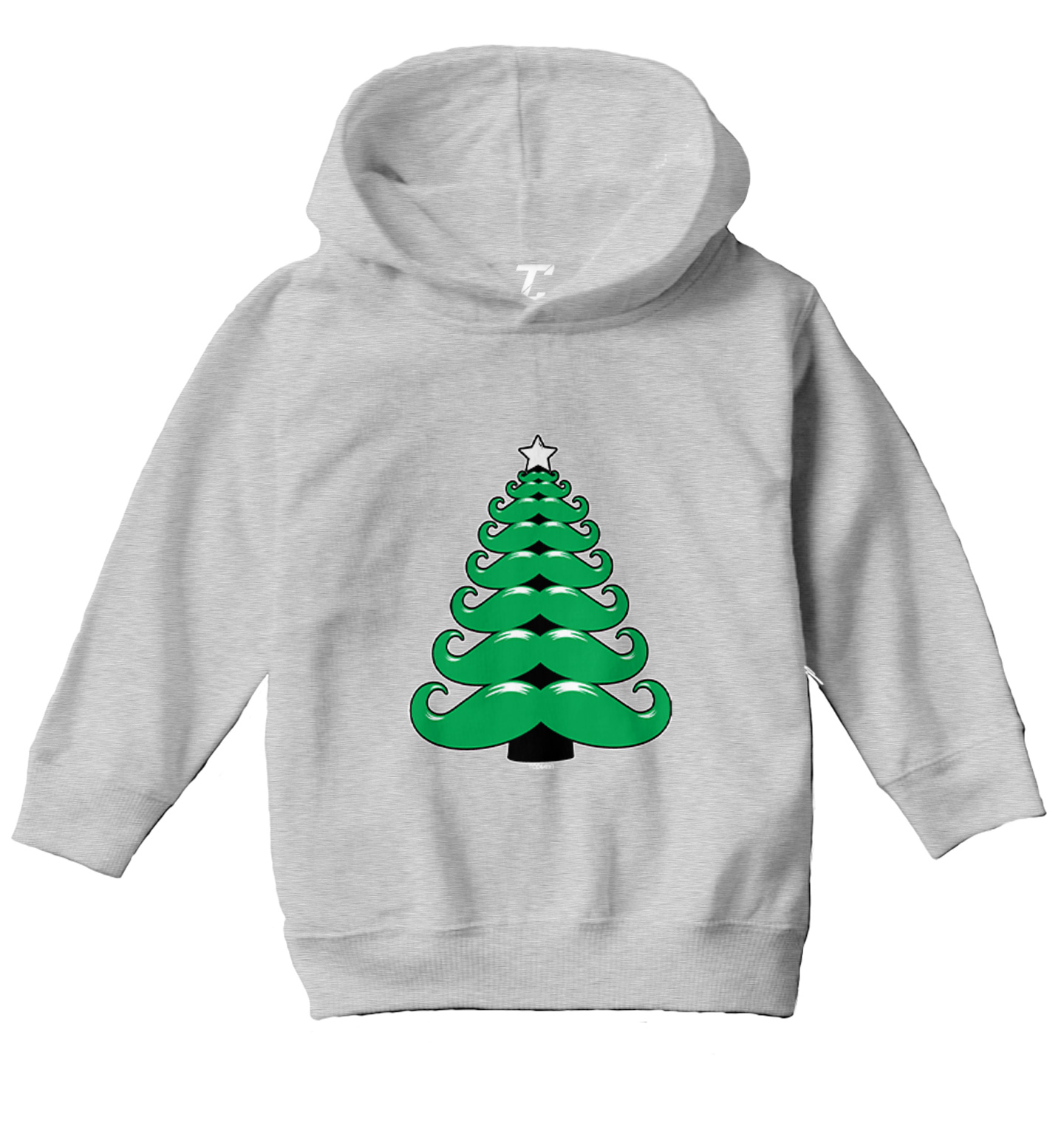 Mustache Christmas Tree - Xmas Funny Santa Claus Toddler/Youth Hoodie - Picture 6 of 12