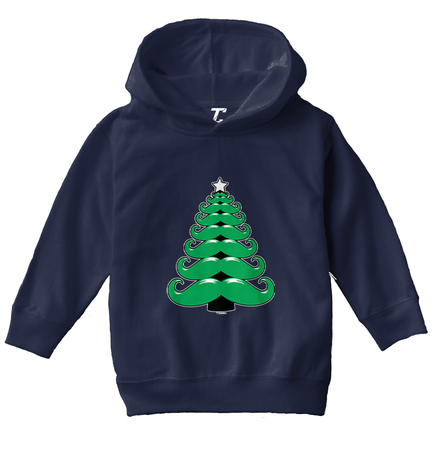 Mustache Christmas Tree - Xmas Funny Santa Claus Toddler/Youth Hoodie - Picture 7 of 12