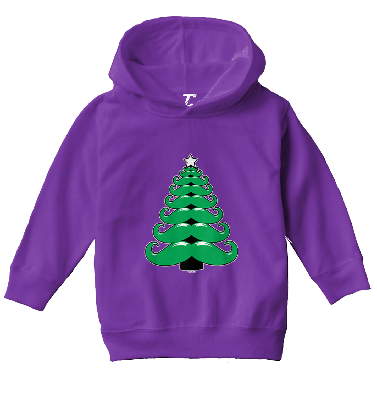 Mustache Christmas Tree - Xmas Funny Santa Claus Toddler/Youth Hoodie - Picture 9 of 12