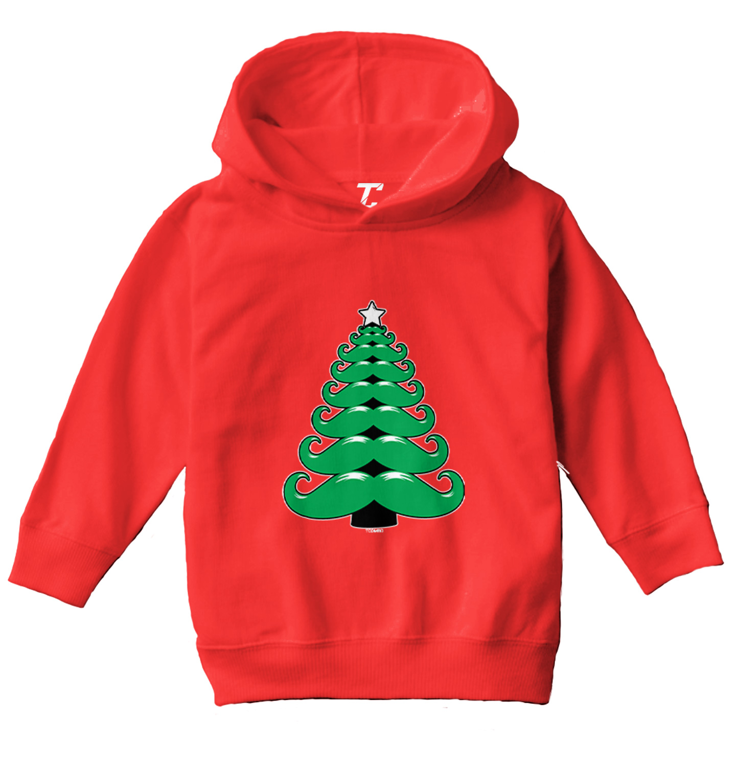 Mustache Christmas Tree - Xmas Funny Santa Claus Toddler/Youth Hoodie - Picture 10 of 12