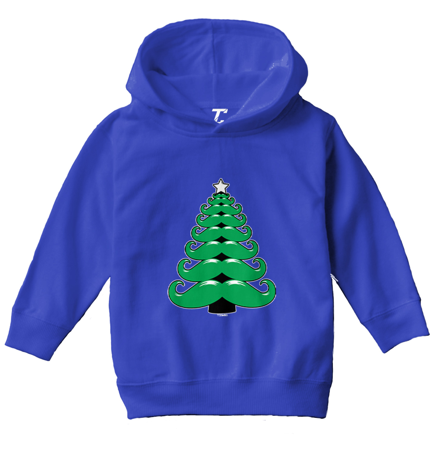 Mustache Christmas Tree - Xmas Funny Santa Claus Toddler/Youth Hoodie - Picture 11 of 12