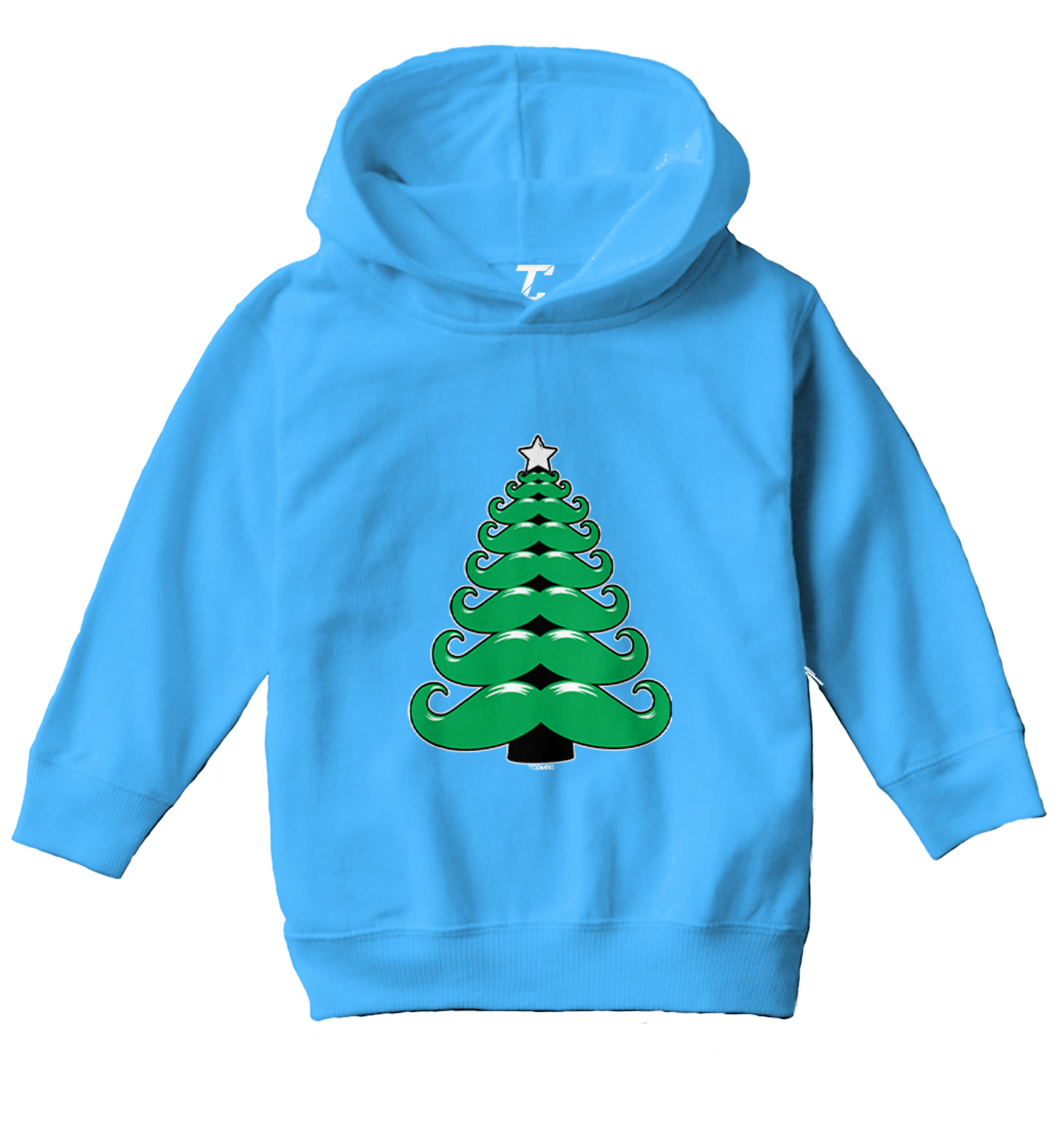 Mustache Christmas Tree - Xmas Funny Santa Claus Toddler/Youth Hoodie - Picture 12 of 12