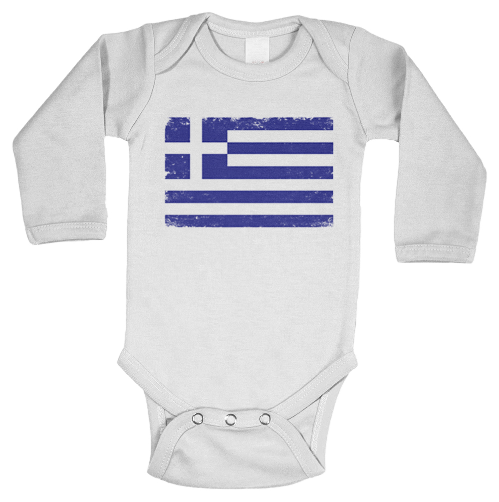 Distressed Greece Flag - Greek Pride Country Proud Bodysuit - Picture 27 of 27