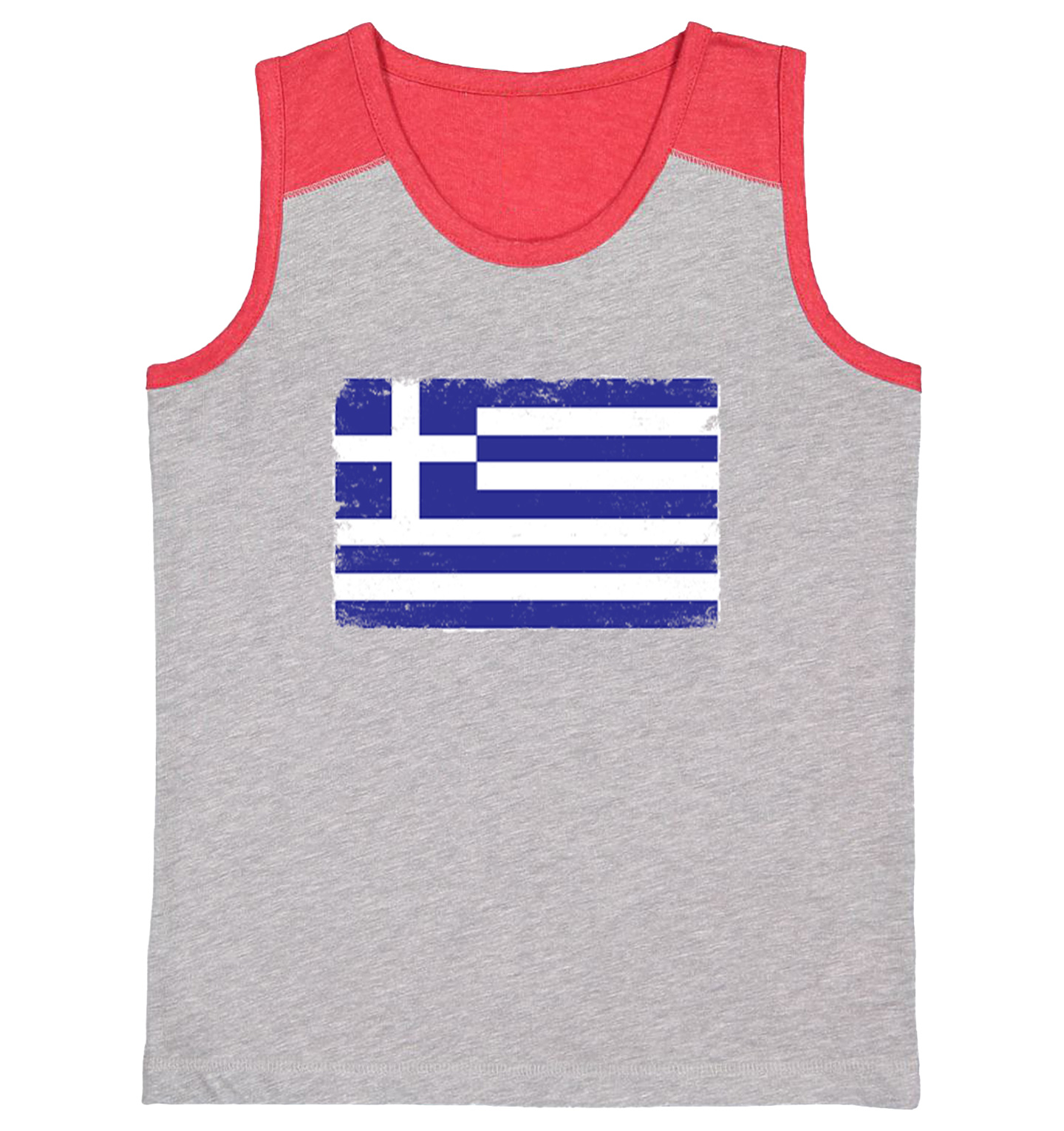 Distressed Greece Flag - Greek Pride Country Proud Youth Contrast Tank Top - Picture 7 of 7