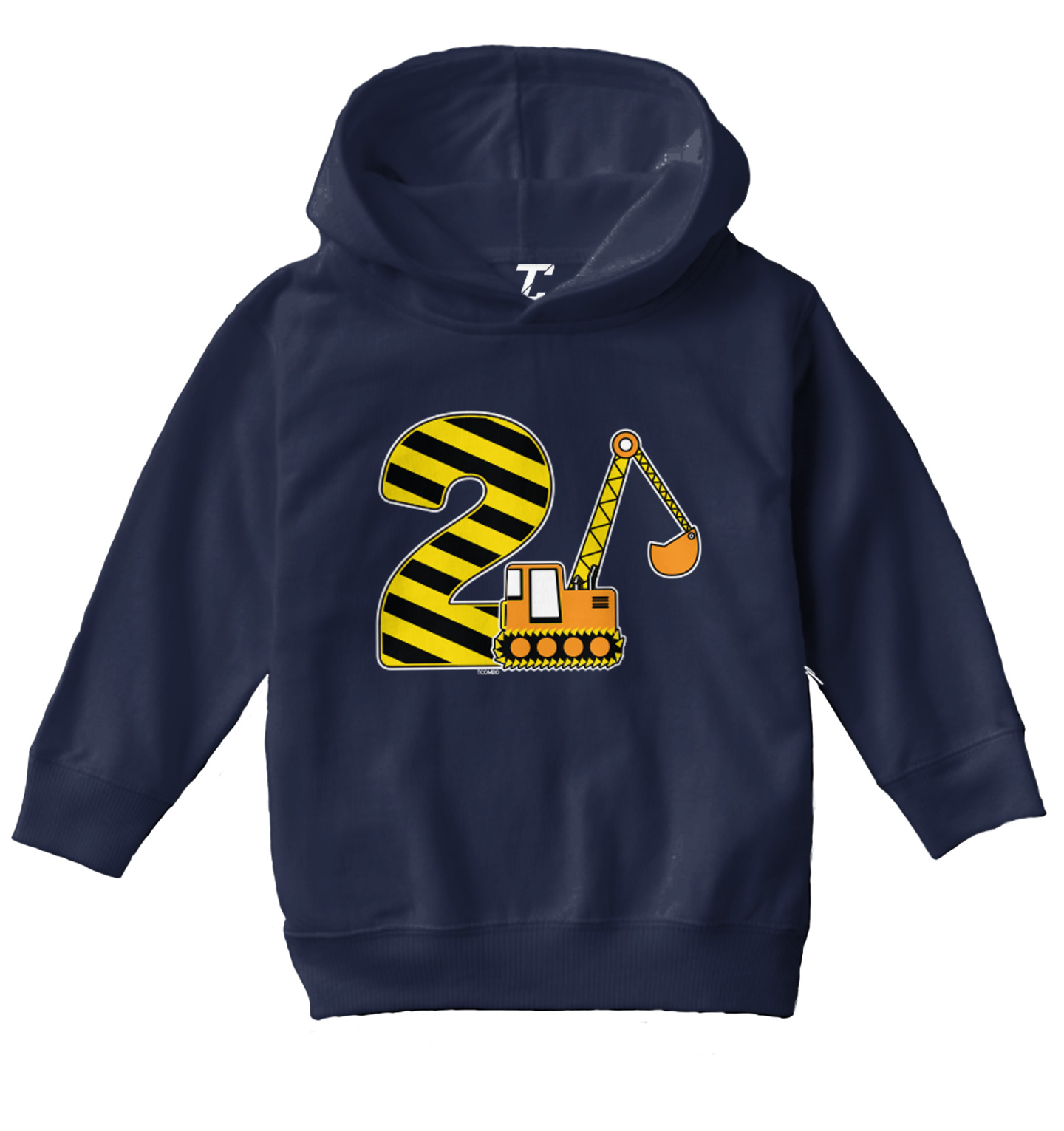 2nd Birthday - Digger Excavator Construction Vehicle Toddler/Youth Hoodie - Picture 7 of 12