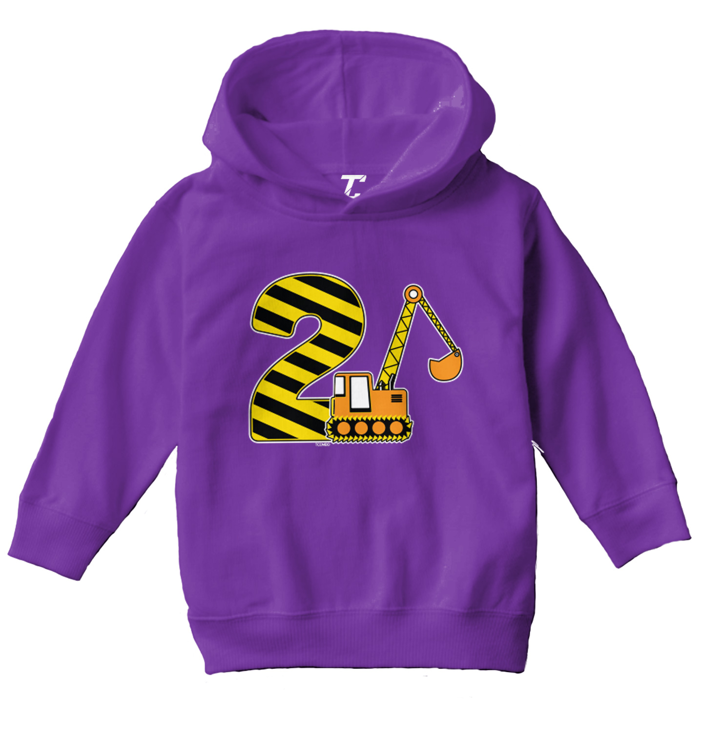 2nd Birthday - Digger Excavator Construction Vehicle Toddler/Youth Hoodie - Picture 9 of 12