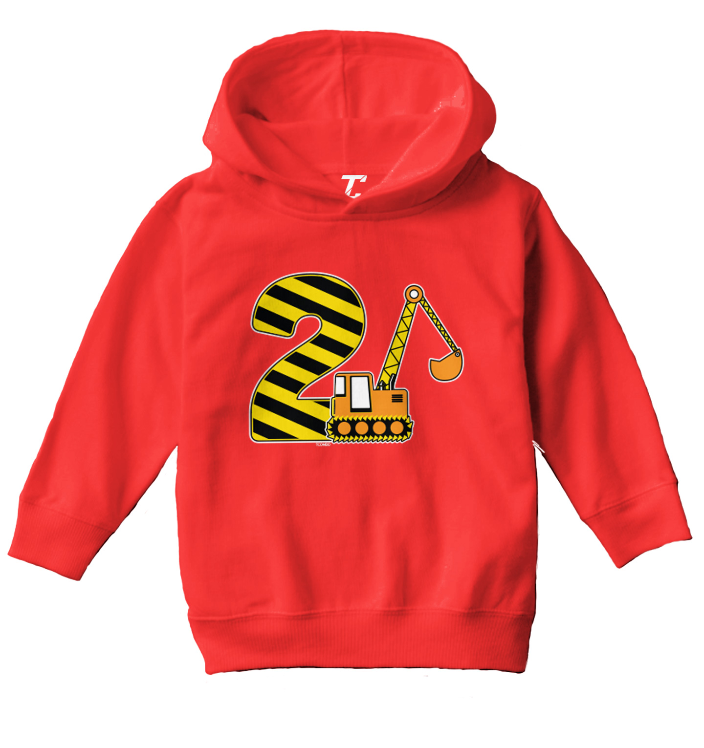 2nd Birthday - Digger Excavator Construction Vehicle Toddler/Youth Hoodie - Picture 10 of 12